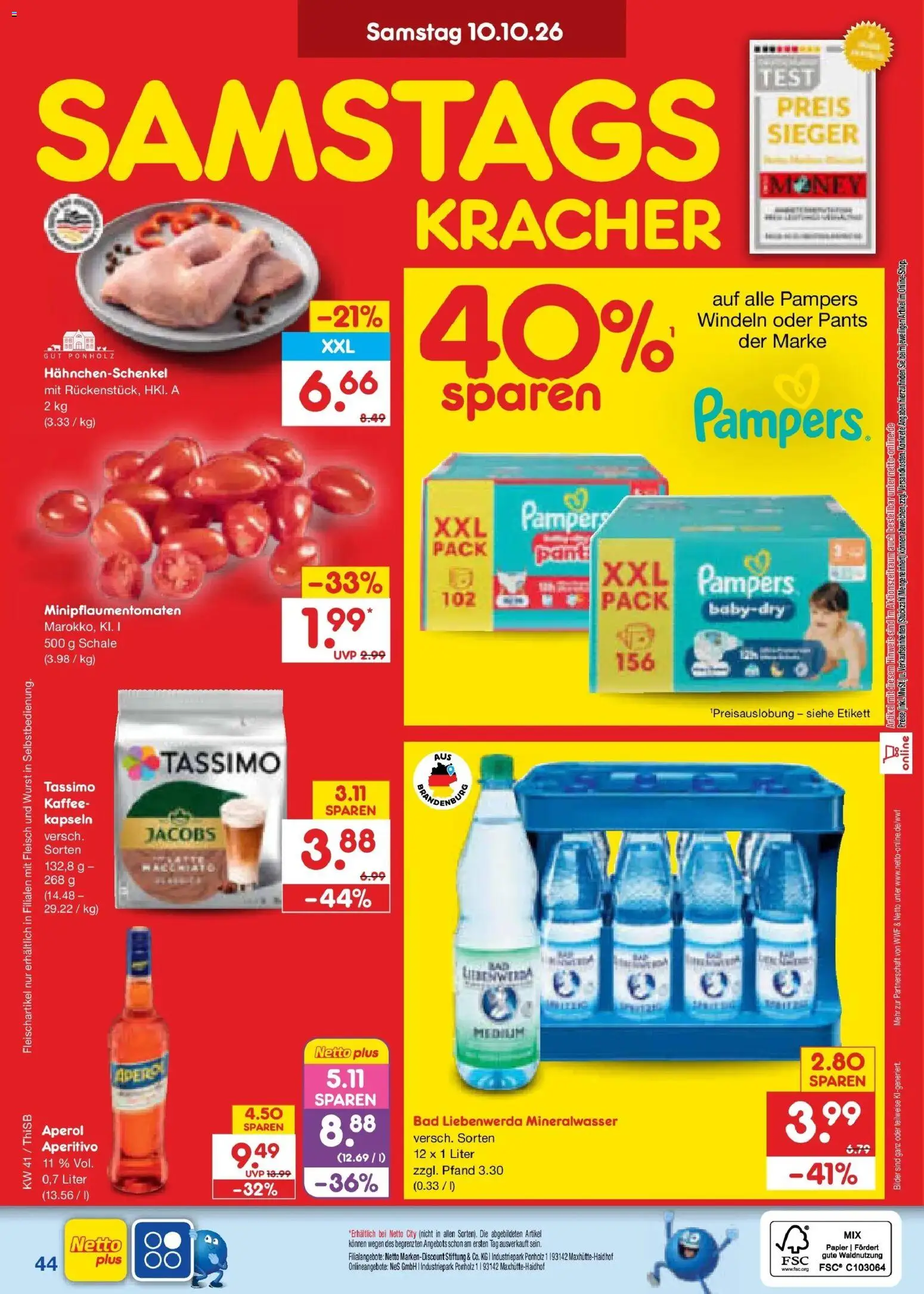 Netto Marken-Discount Prospekt Pirna – gültig ab 05.10.2026 | Seite: 56 | Produkte: Hahnchenschenkel, Pampers, Wurst, Aperol
