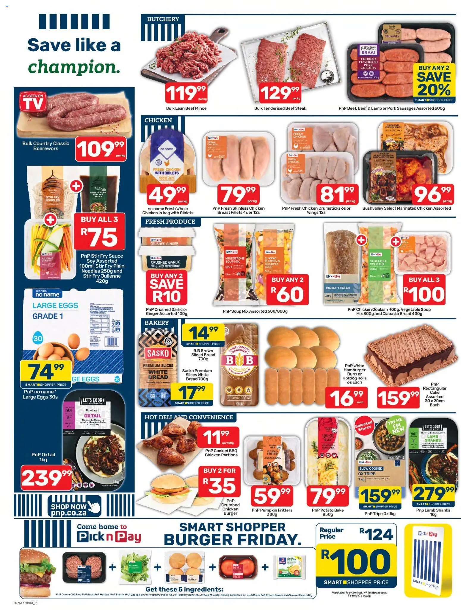 New Pick n Pay catalogue – valid from 25/08/2026 | Page: 2 | Products: Steak, Chicken drumsticks, Eggs, Gravy