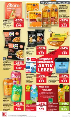 Náhled letáku Kaufland Německo leták - Köln od 20.08.2026 | Strana: 17 | Produkty: Kebab, Kaše, Protein