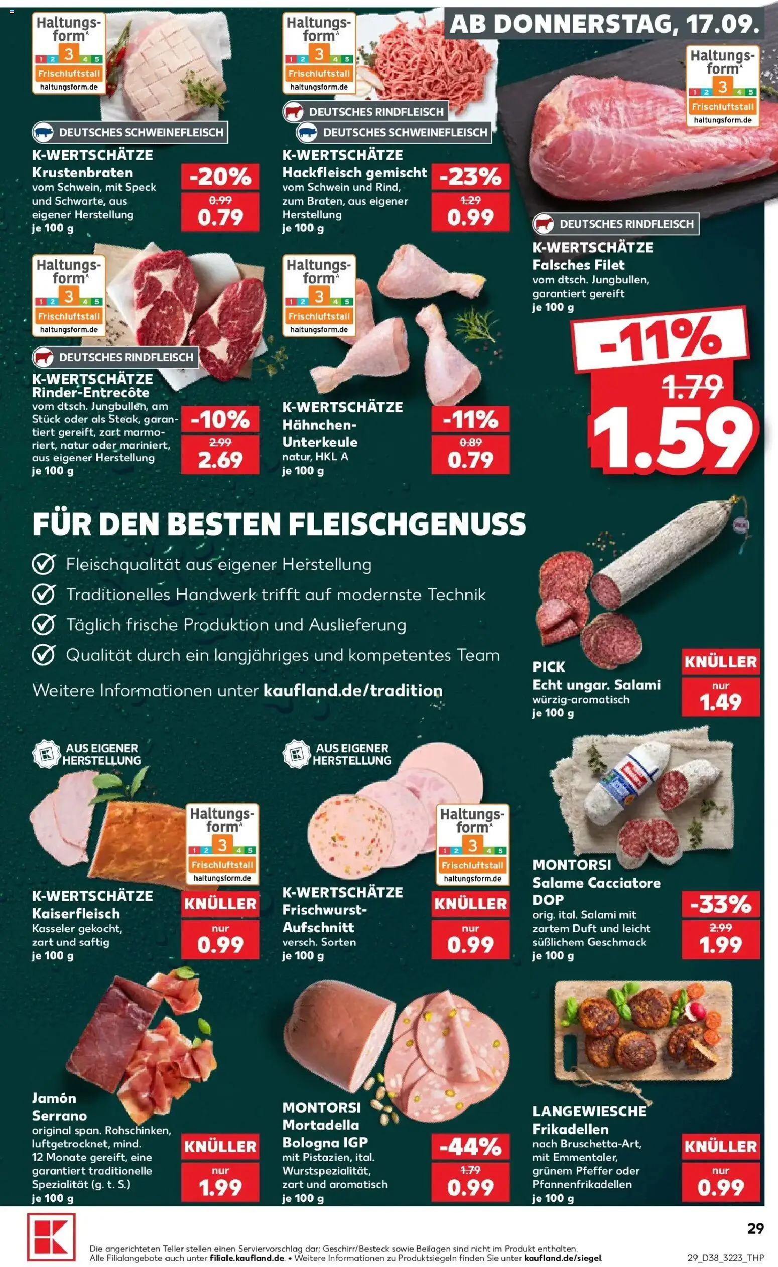 Prospekt Kaufland ab 14.09.2026 » Angebote Online zum Blättern | Seite: 41 | Produkte: Beilagen, Hahnchen, Salami, Schweinefleisch