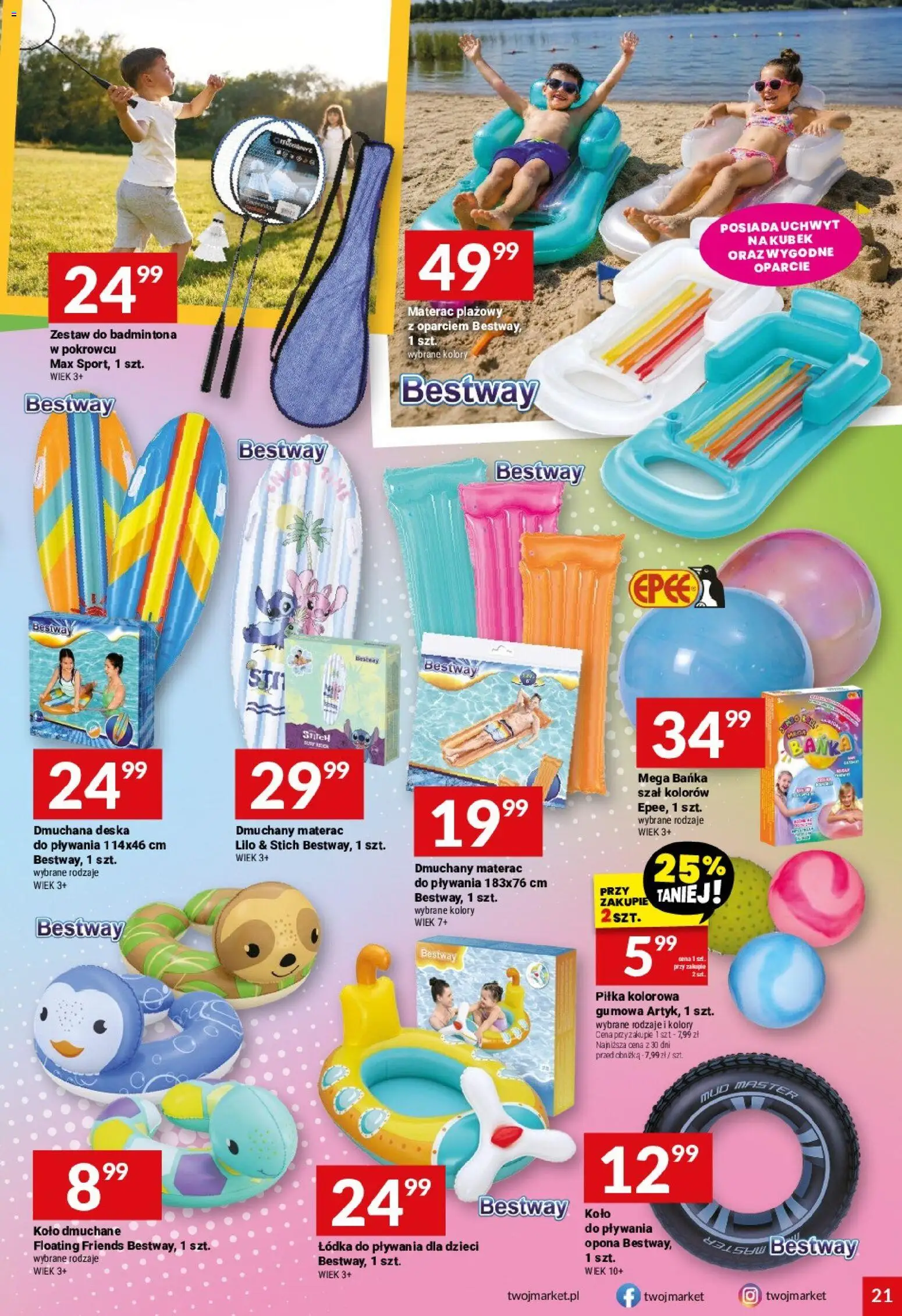Twój Market gazetka od 27.05.2026 | Strona: 21 | Produkty: Szal, Materac
