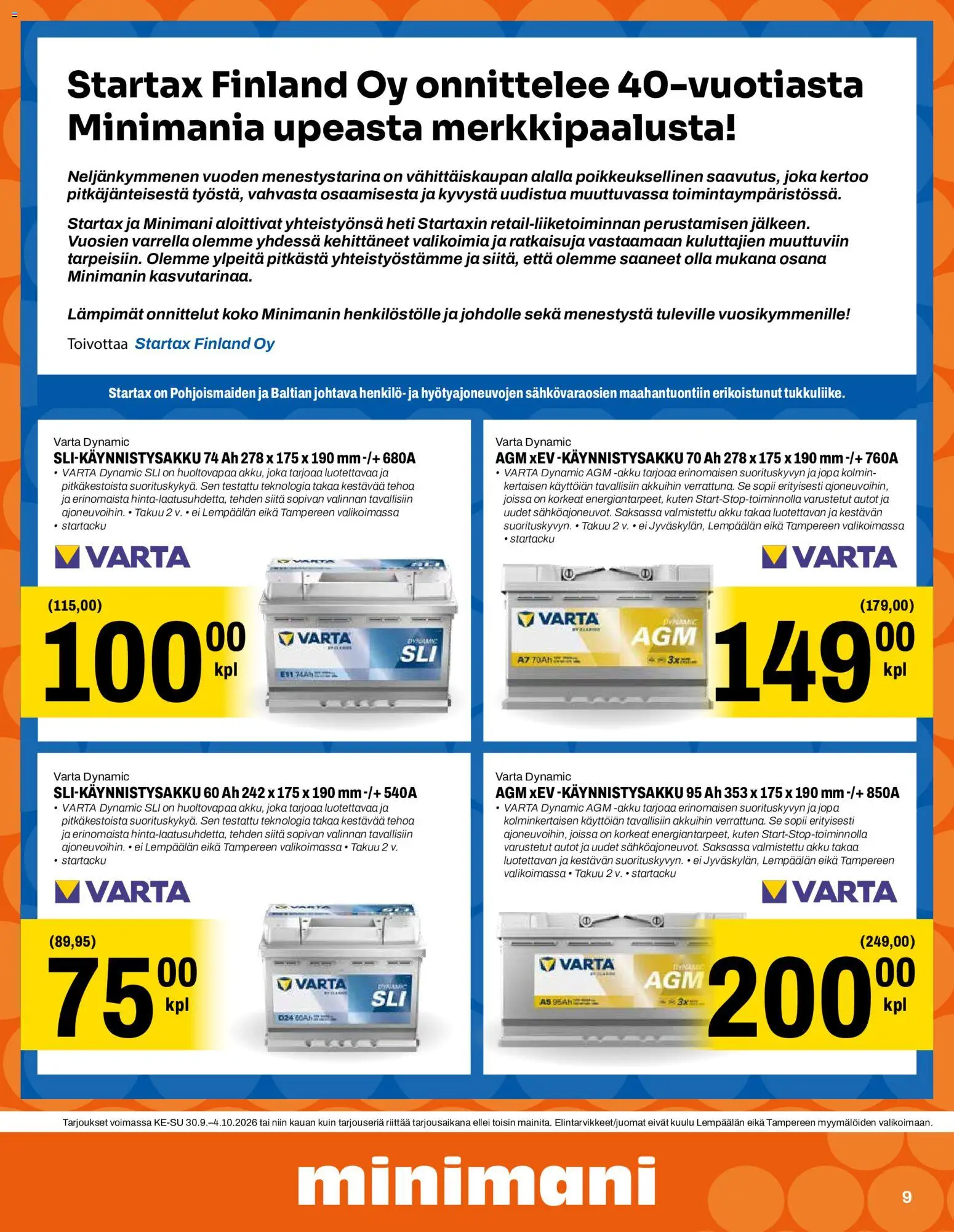 Minimani tarjoukset – voimassa 30/09/2026 alkaen | Sivu: 9 | Tuotteet: Akku