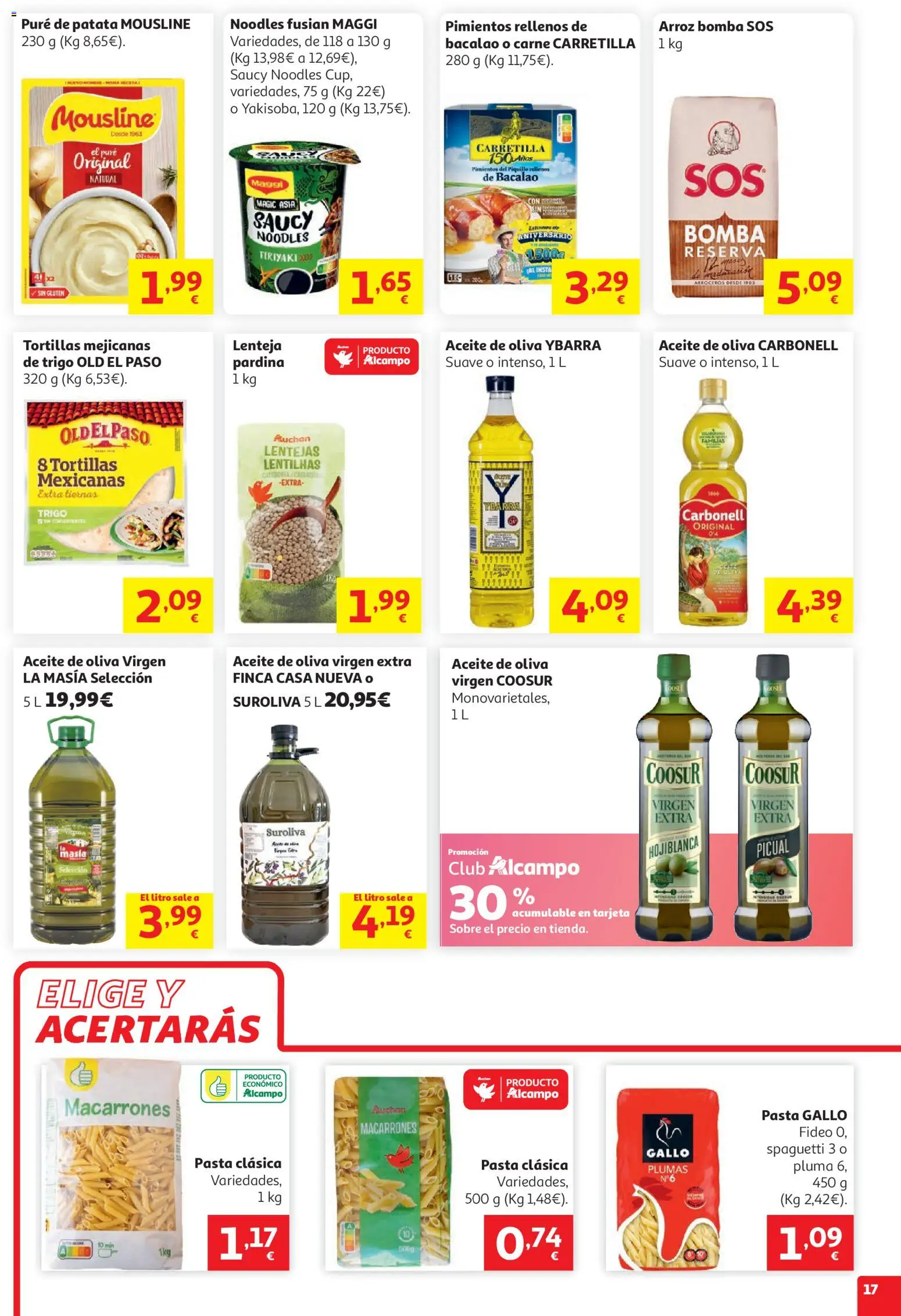 Alcampo HG Nacional │ válido desde el 05.05.2026 | Página: 17 | Productos: Aceite, Arroz, Pasta, Aceite de oliva virgen extra