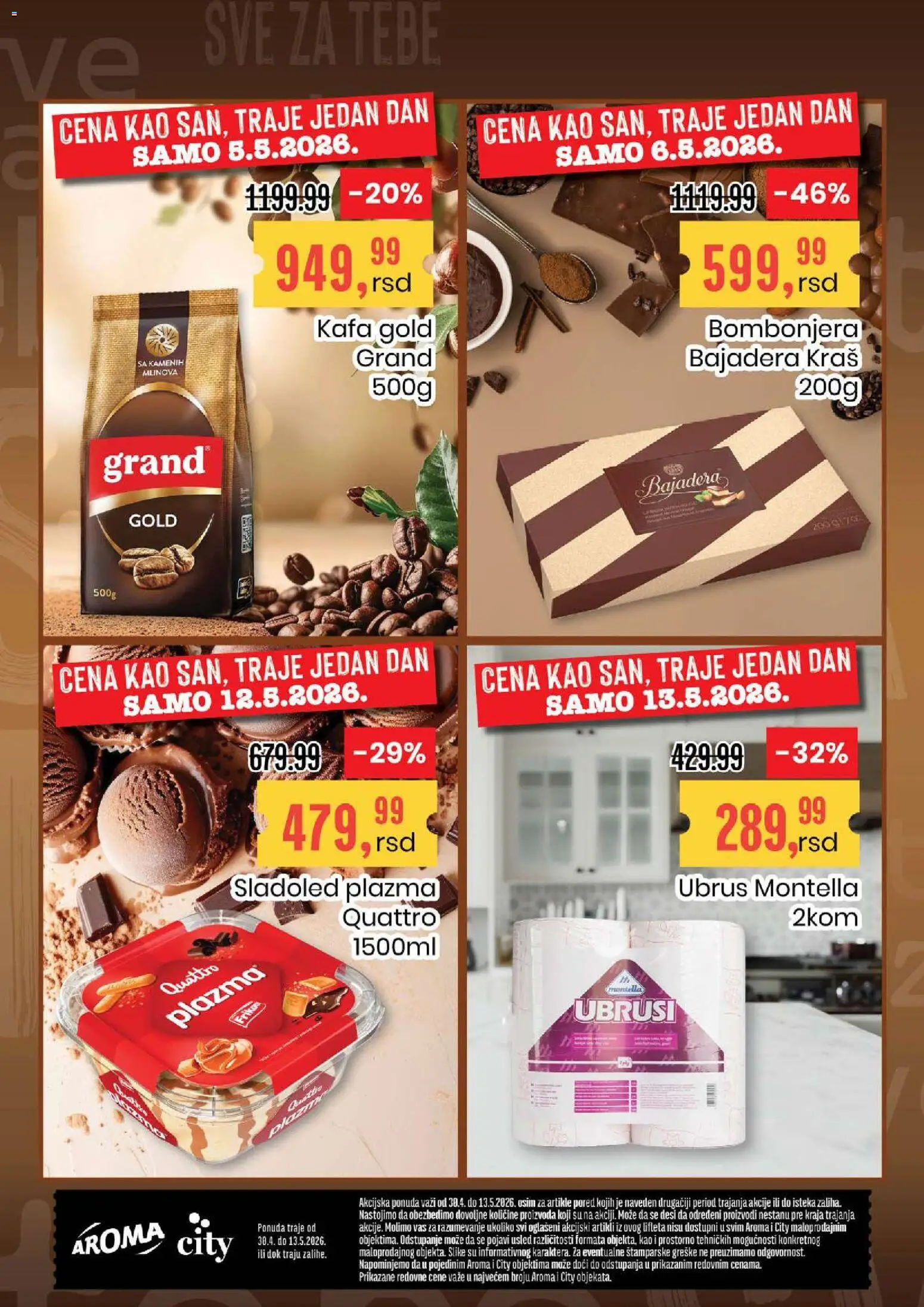 Aroma Market katalog - važi od 30.04.2026 | Strana: 24 | Proizvode: Sladoled, Bombonjera, Plazma, Ubrus