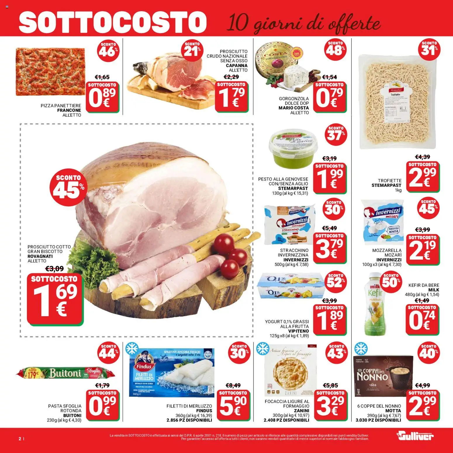 Volantino Gulliver del 28/08/2026 | Pagina: 2 | Prodotti: Pizza, Merluzzo, Frutta, Gorgonzola