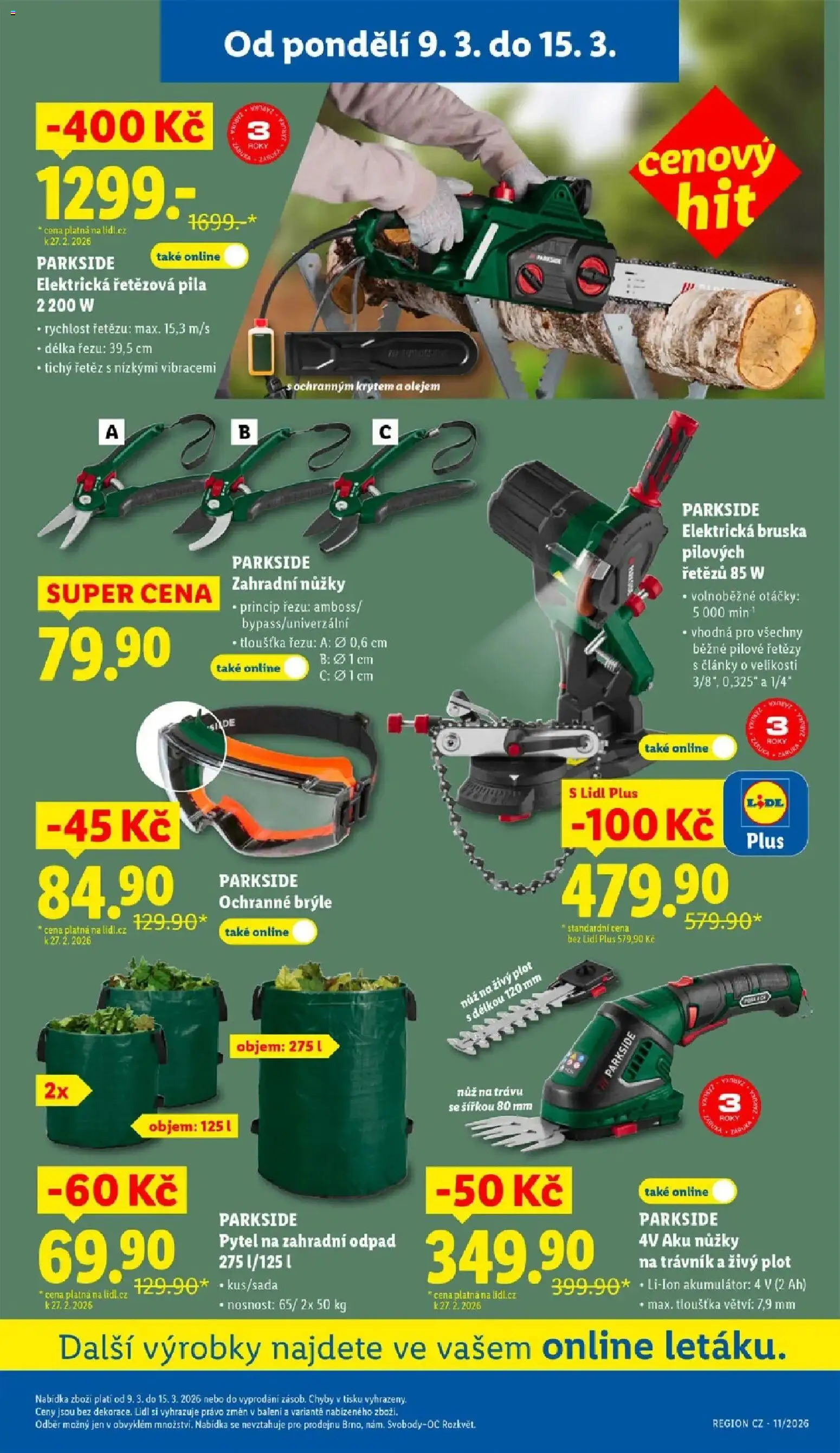 Lidl aktuální leták od 09.03.2026 | Strana: 31 | Produkty: Bruska, Zahradní nůžky, Pytel na zahradní odpad, Pila