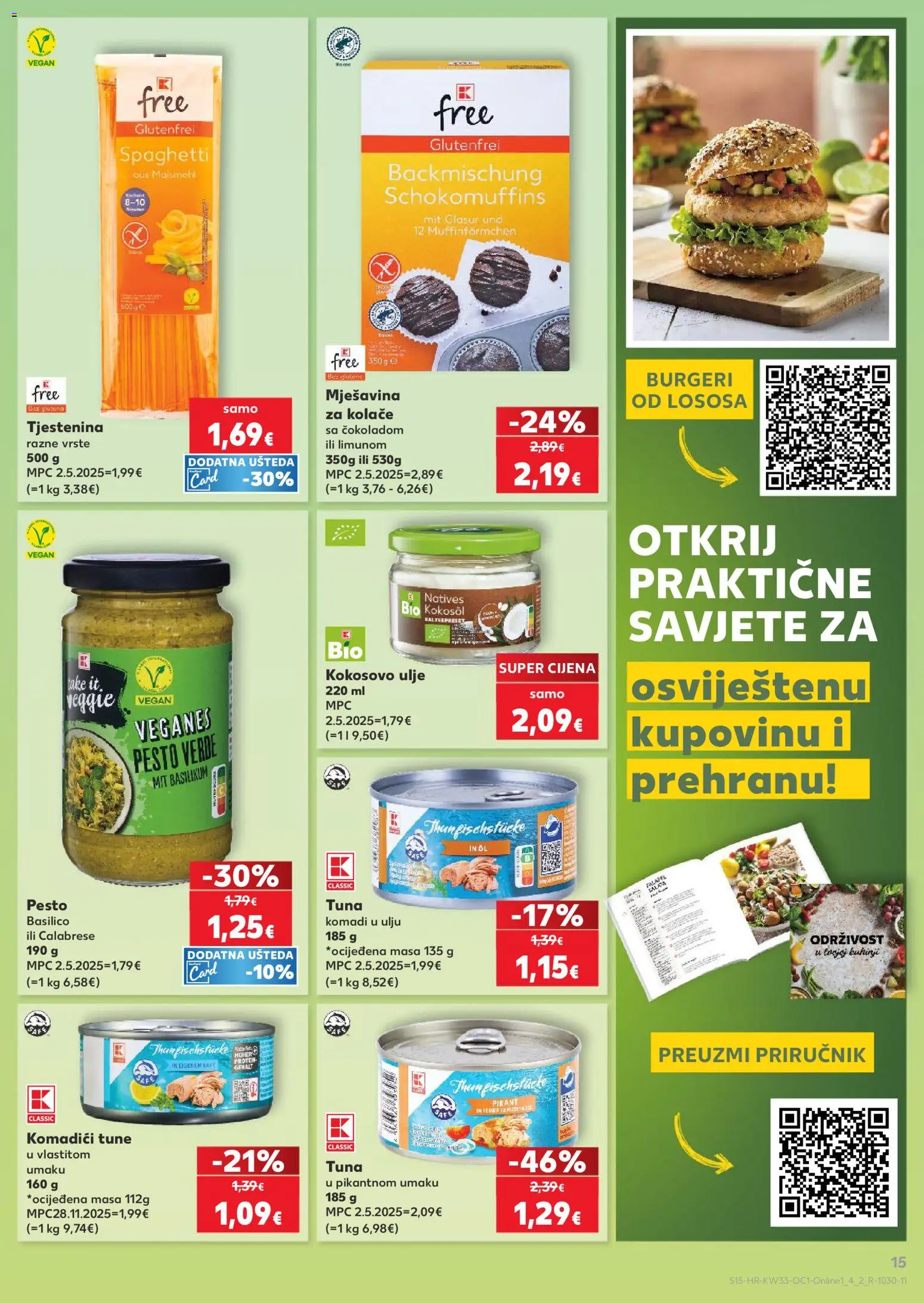 Kaufland katalog | vrijedi od 12.08.2026 | Stranica: 15 | Proizvodi: Mjesavina za kolace, Tjestenina, Tuna, Kokosovo ulje