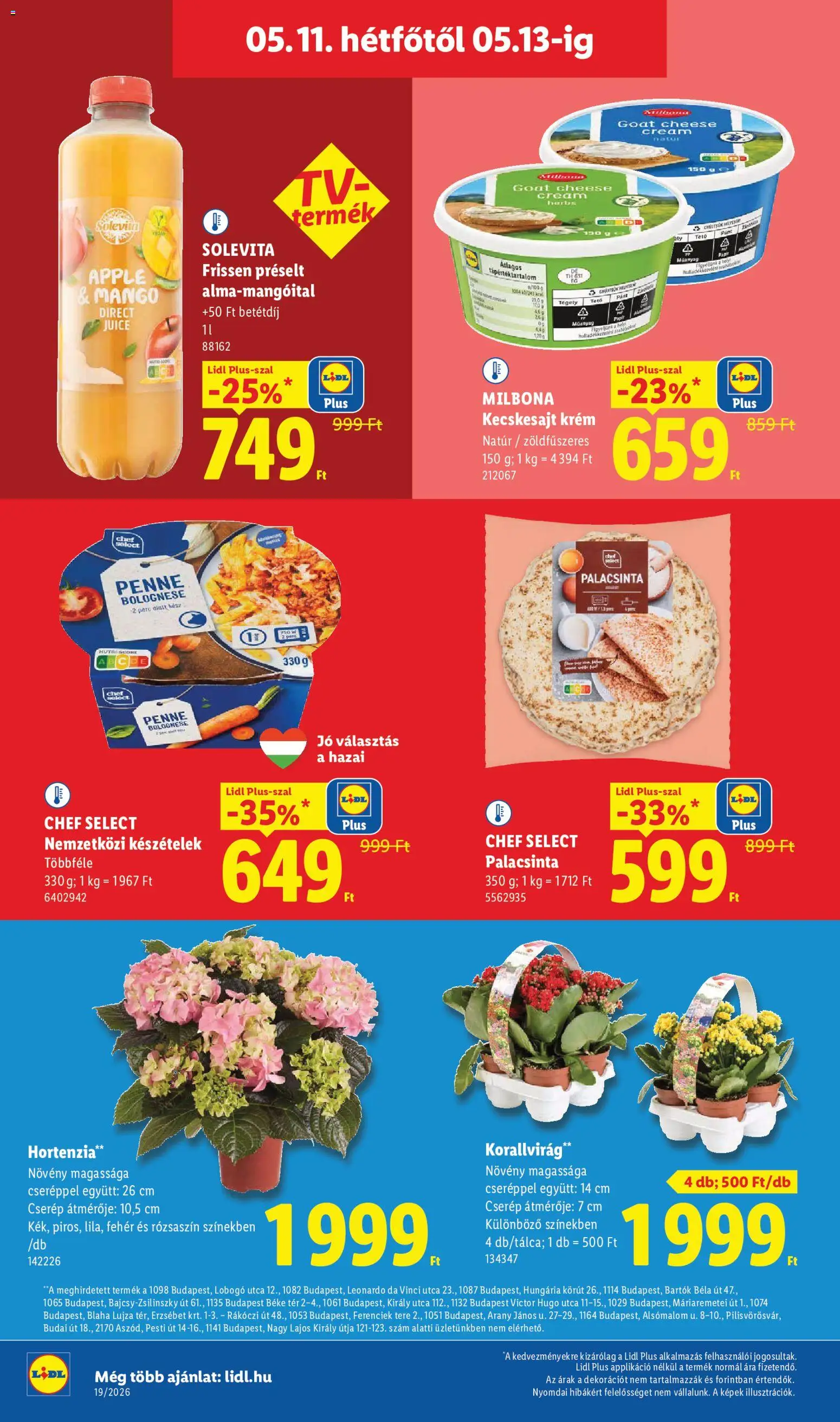 Lidl akciós ujság - amely érvényes a következő dátumtól: 07.05.2026 | Oldal: 66 | Termékek: Készételek, Kecskesajt, Penne, Mangó