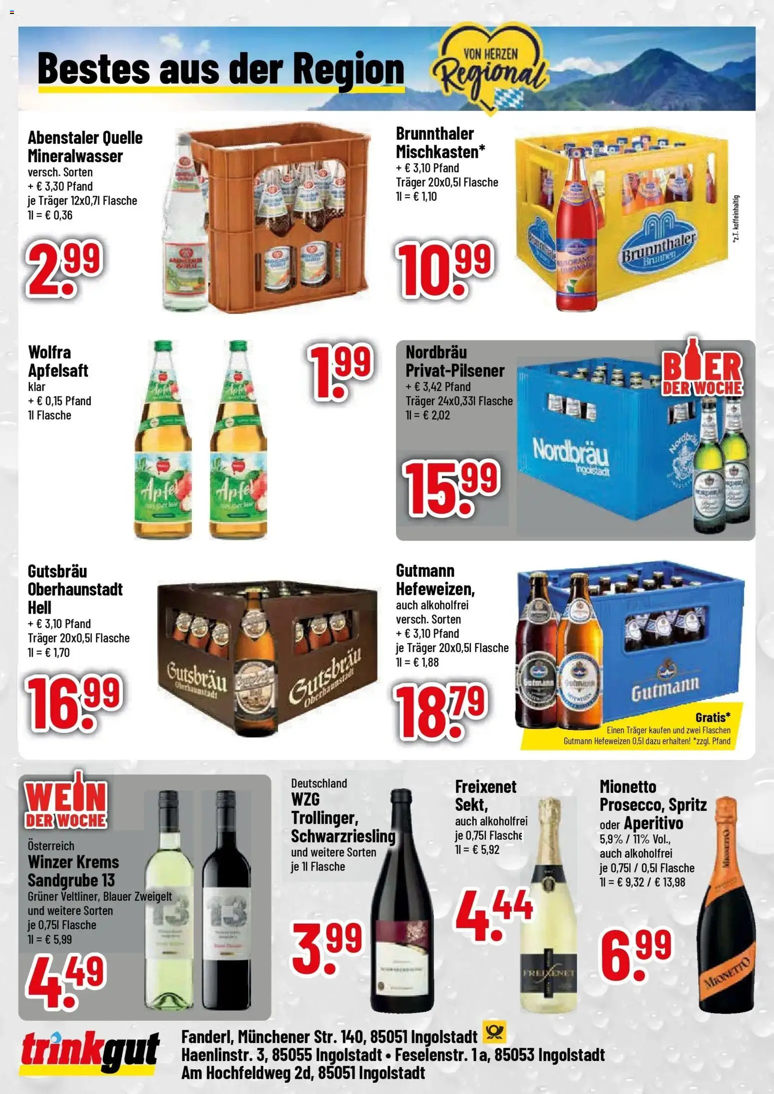 Trinkgut Prospekt Ingolstadt (ab 24.08.2026) » Angebote online | Seite: 4 | Produkte: Äpfel, Apfelsaft, Mineralwasser, Wein