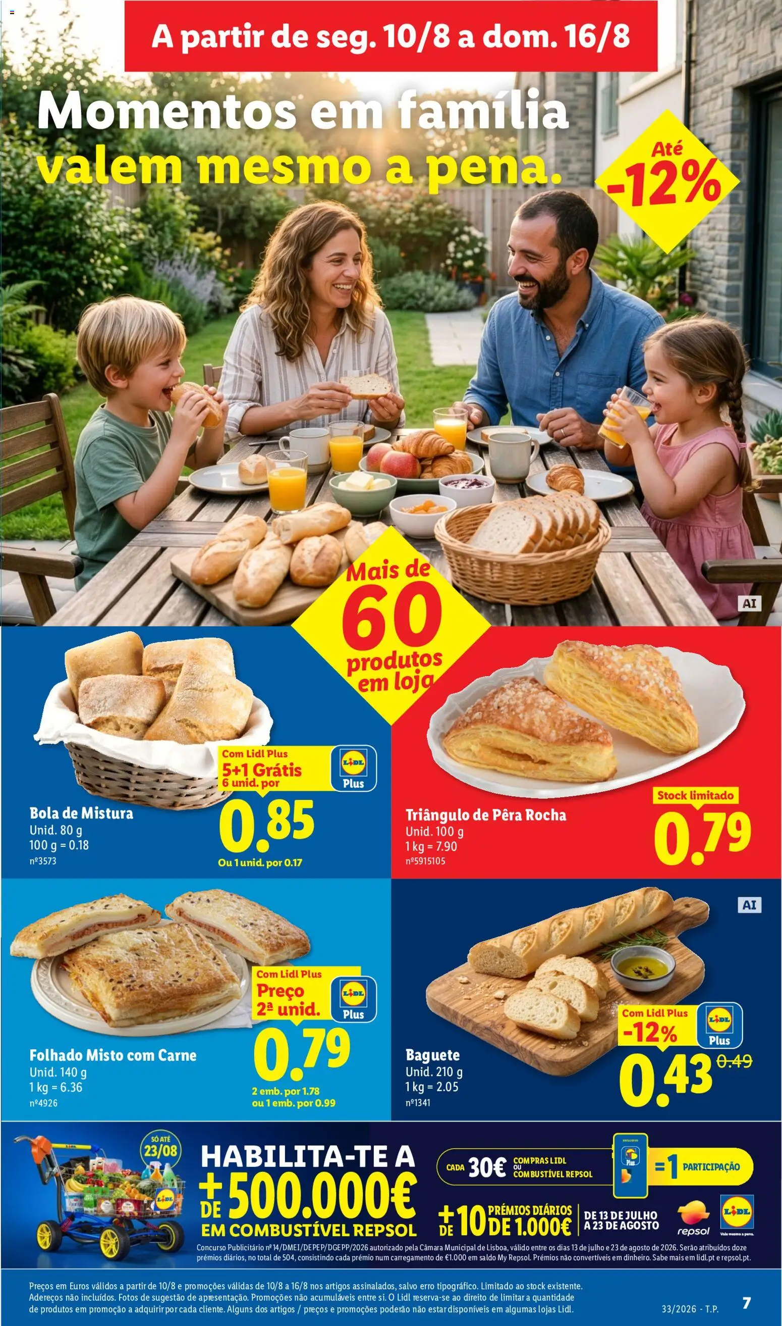 Lidl folheto │ válido de 10/08/2026 | Página: 7 | Produtos: Baguete, Carne