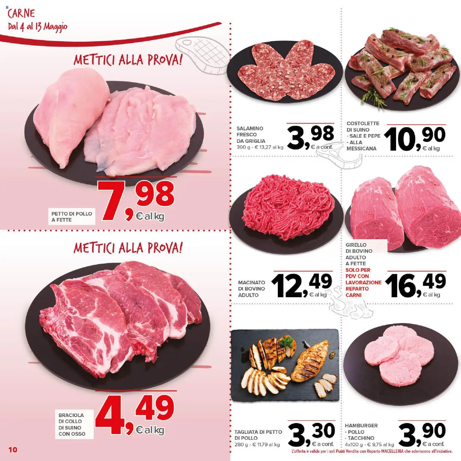 Volantino Todis del 04.05.2026 | Pagina: 10 | Prodotti: Bovino, Suino, Tacchino, Hamburger