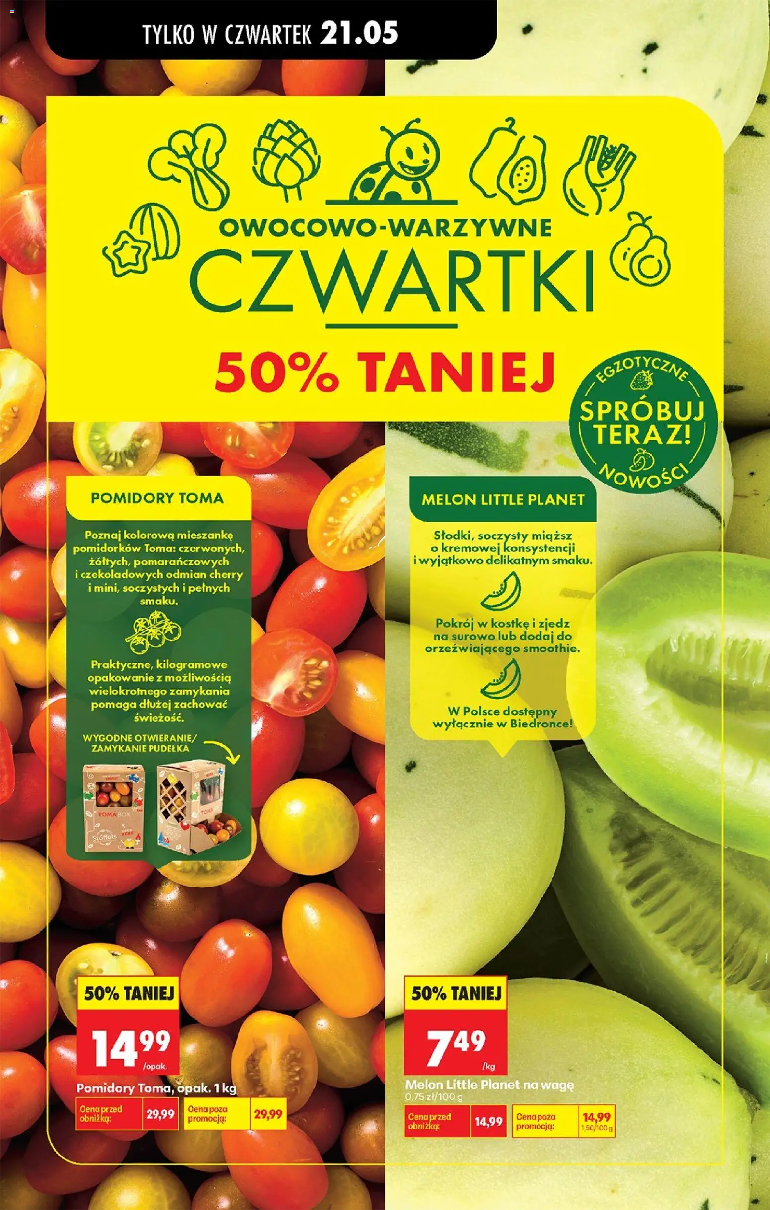 Biedronka gazetka od czwartku od 21.05.2026 | Strona: 32 | Produkty: Melon, Pomidory