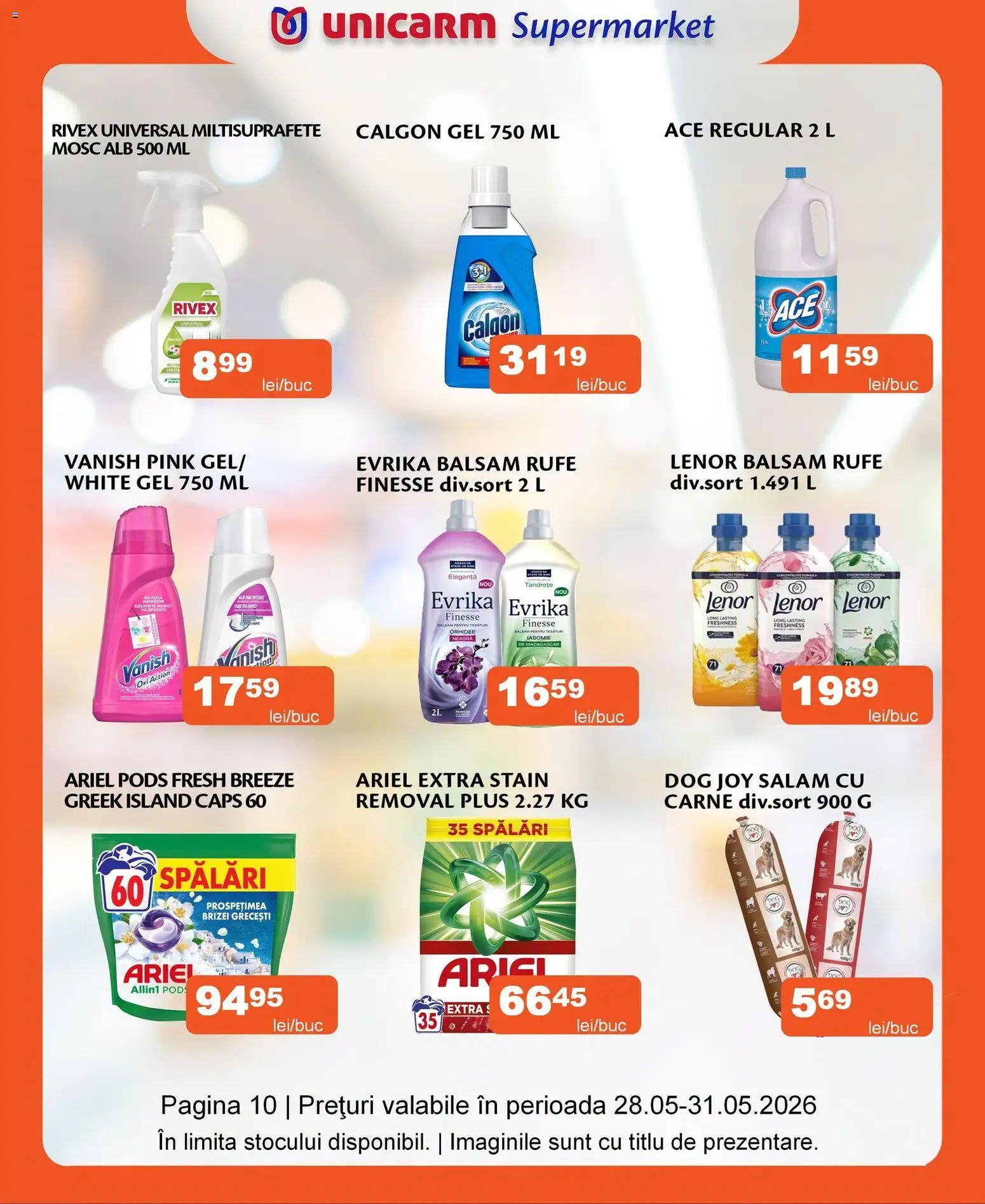 Noul catalog Unicarm – valabil de la 28.05.2026 | Pagină: 10 | Produse: Orhidee, Balsam, Salam, Çelik Mama ve Su Kabı