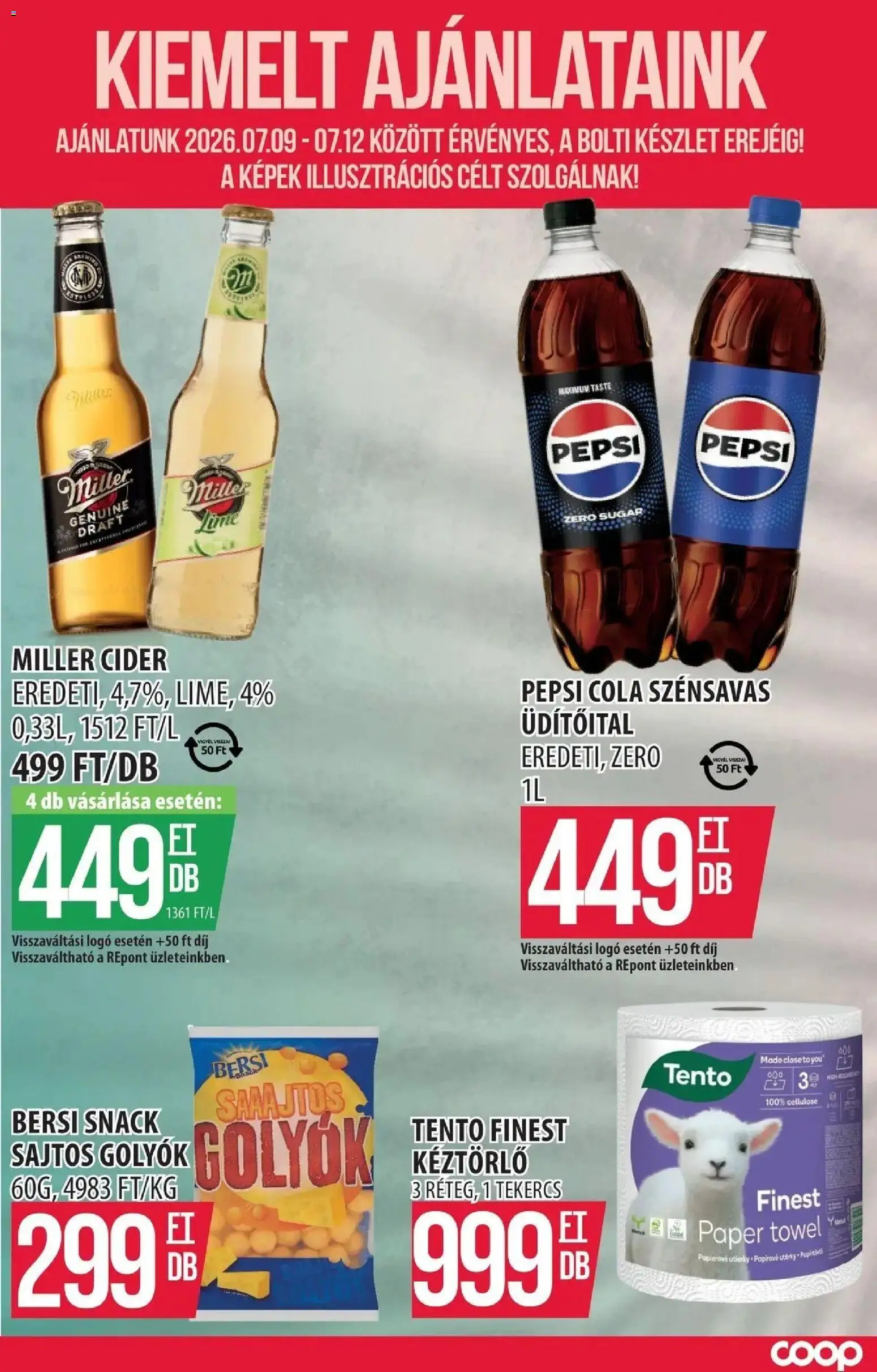 COOP Szolnok akciós ujság - amely érvényes a következő dátumtól: 2026.07.09. | Oldal: 5 | Termékek: Pepsi, Cider, Cola