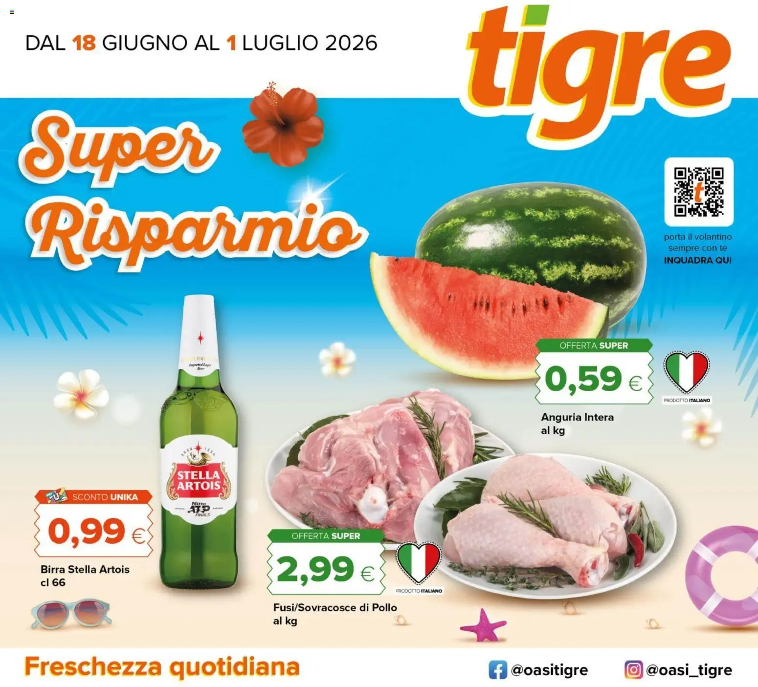 Volantino Tigre del 18.06.2026 | Pagina: 1 | Prodotti: Birra, Pollo, Tè, Anguria