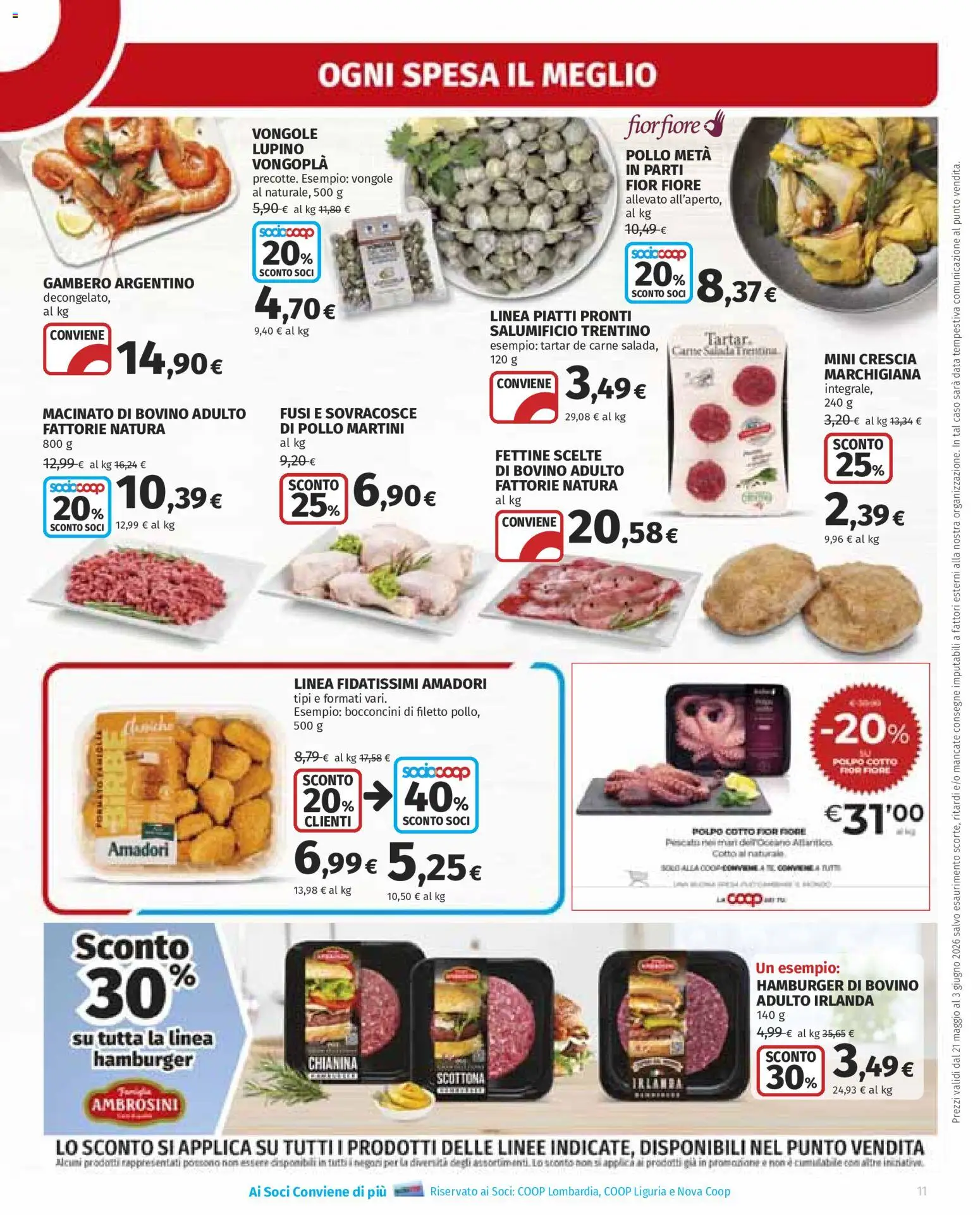Volantino Ipercoop del 21.05.2026 | Pagina: 11 | Prodotti: Bovino, Polpo, Hamburger, Macinato