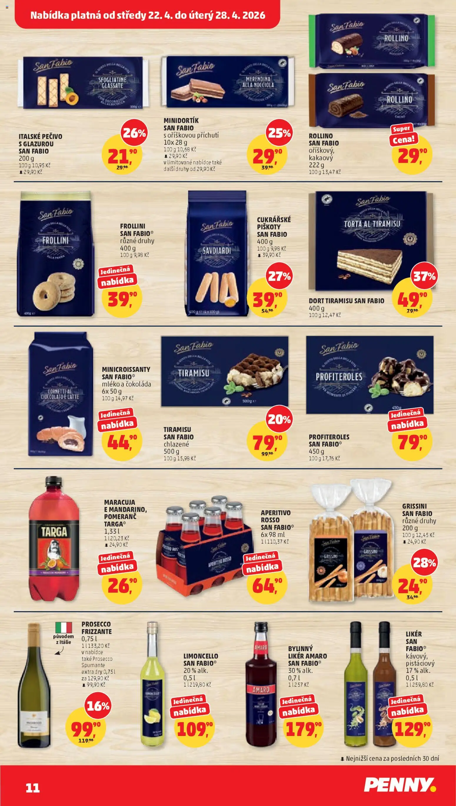 Penny Market leták od 22.04.2026 | Strana: 11 | Produkty: Prosecco, Grissini, Prosecco Frizzante, Limoncello