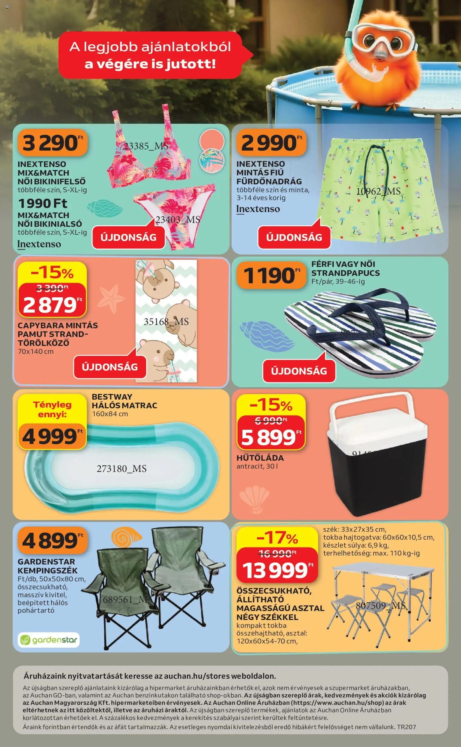 Auchan akciós ujság - amely érvényes a következő dátumtól: 28.05.2026 | Oldal: 12 | Termékek: Törölköző, Strandpapucs, Asztal, Szék