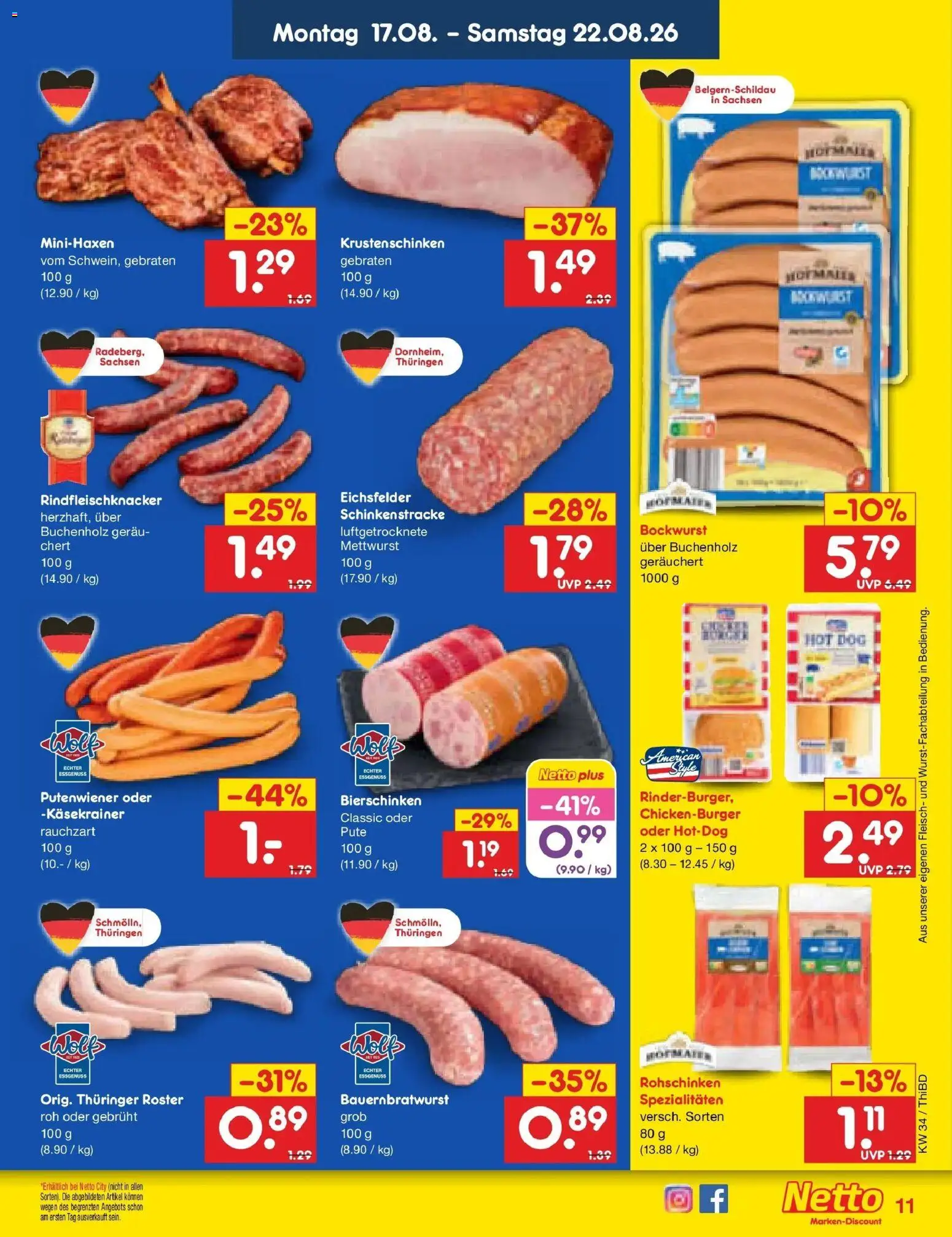 Netto Marken-Discount Prospekt Thiendorf – gültig ab 17.08.2026 | Seite: 13 | Produkte: Pute, Spezialitäten, Käsekrainer, Fleisch