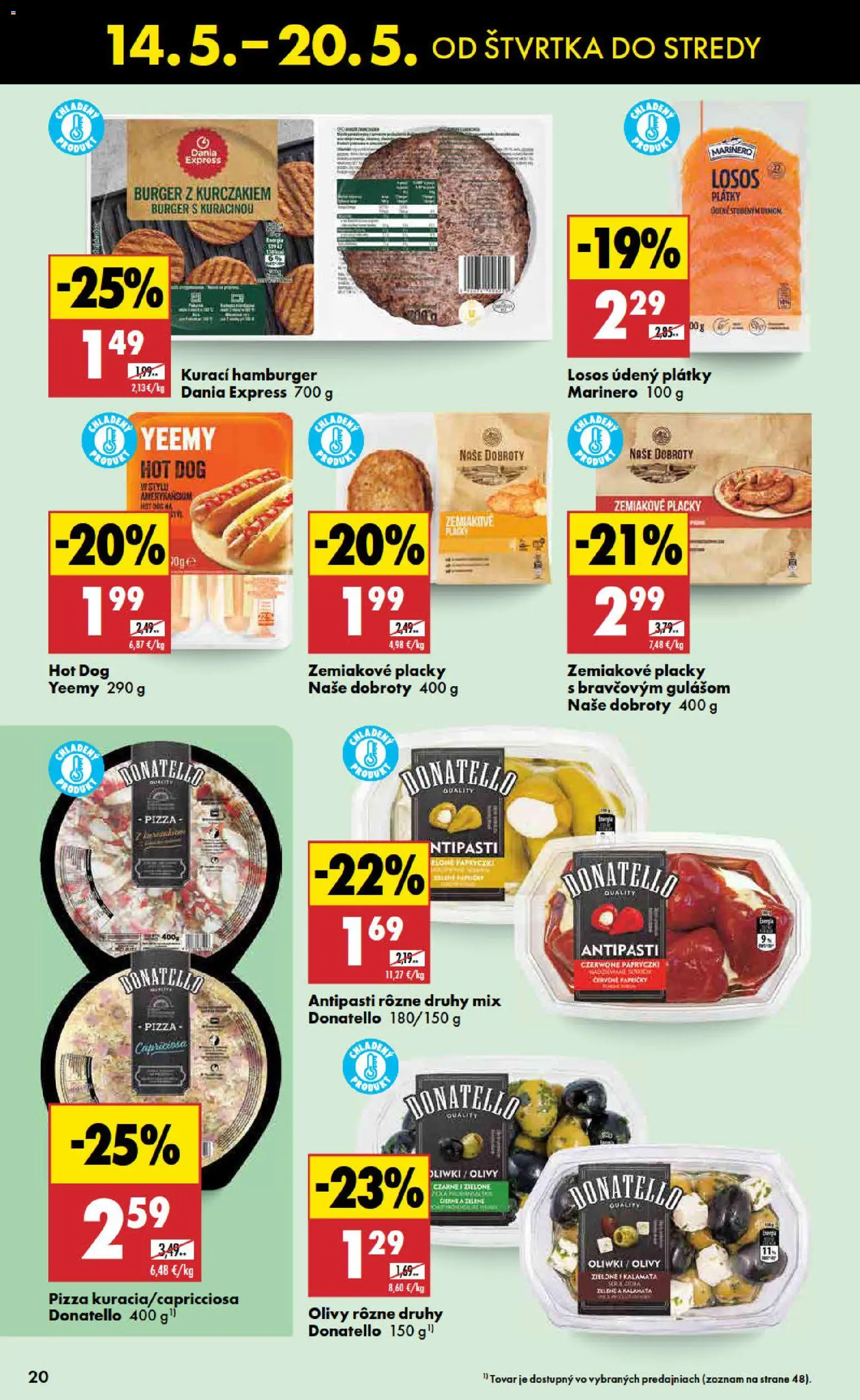 Nové Biedronka akcie – leták je platný od 14.05.2026 | Strana: 20 | Produkty: Pizza, Losos