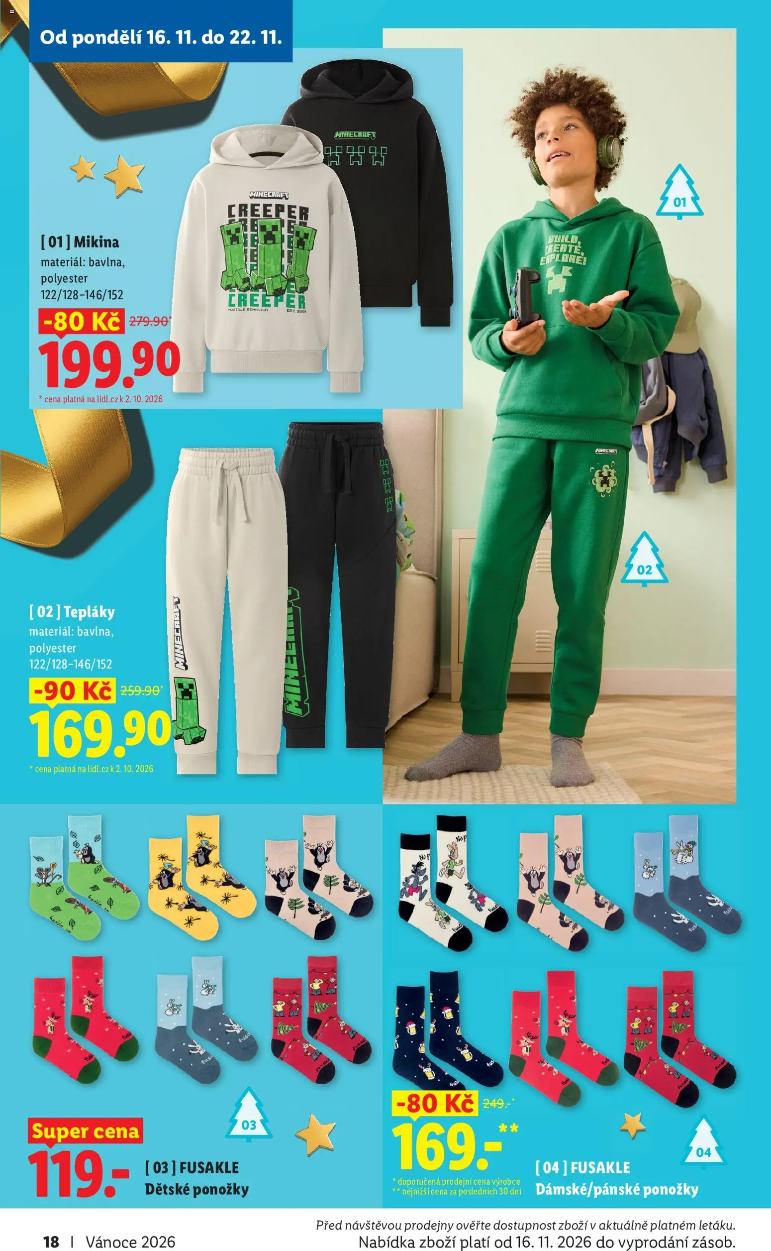 Lidl leták - Vánoční inspirace 2026 od 19.10.2026 | Strana: 18 | Produkty: Mikina, Ponožky, Tepláky