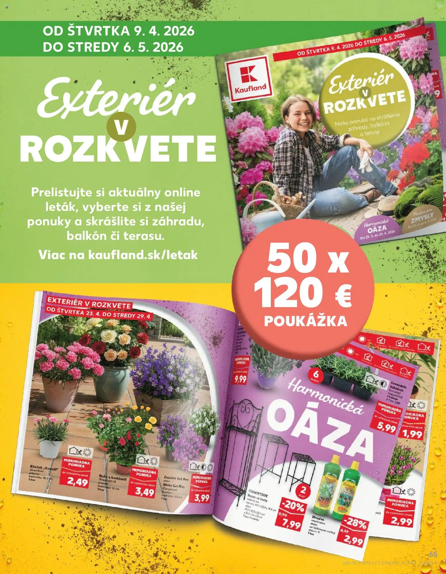 Nové Kaufland akcie – leták je platný od 09.04.2026 | Strana: 65 | Produkty: Stojan na kvety, Zvonček, Kvety