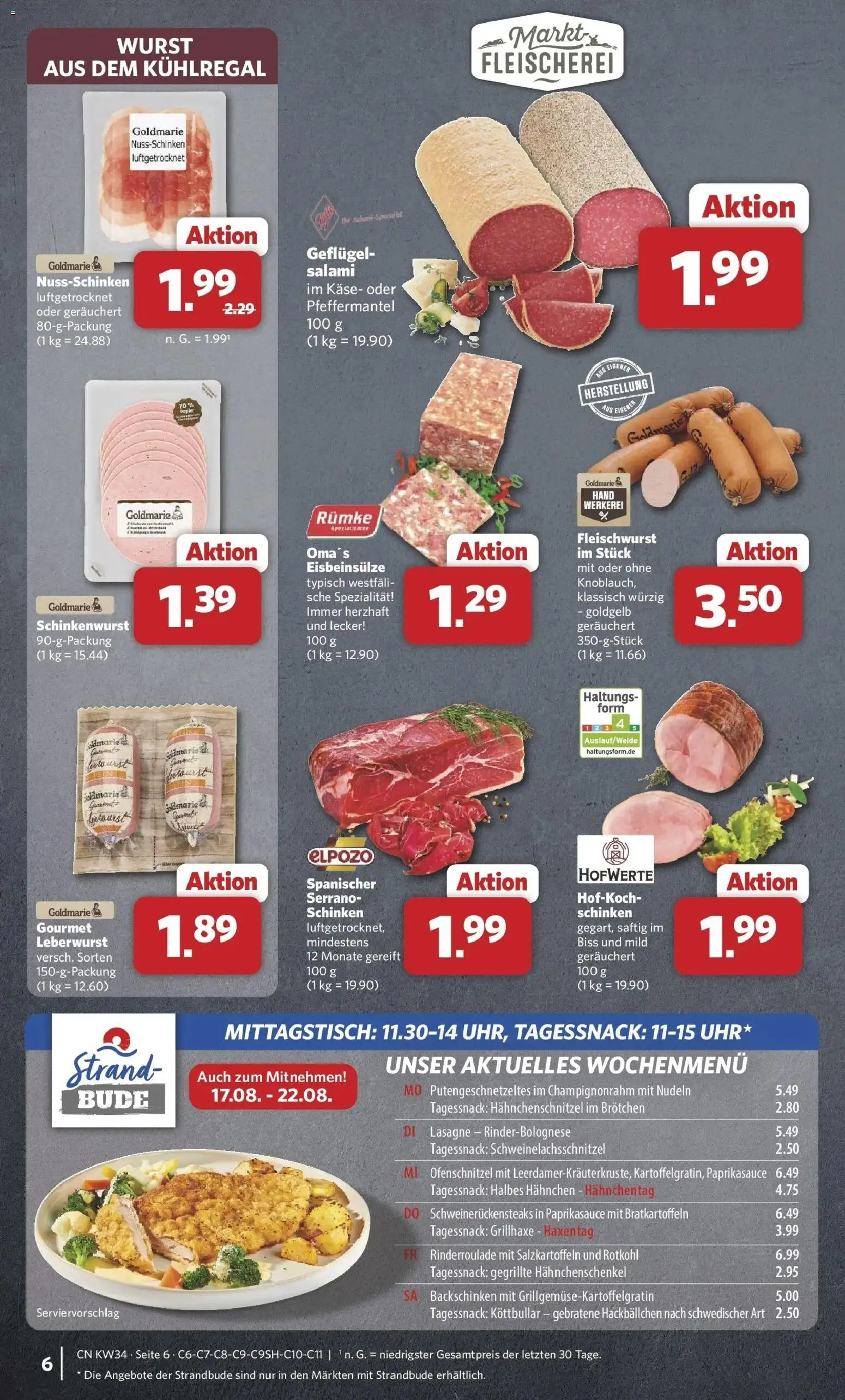 Combi Prospekt Dülmen (ab 17.08.2026) zum Blättern | Seite: 6 | Produkte: Rotkohl, Lasagne, Wurst, Nudeln
