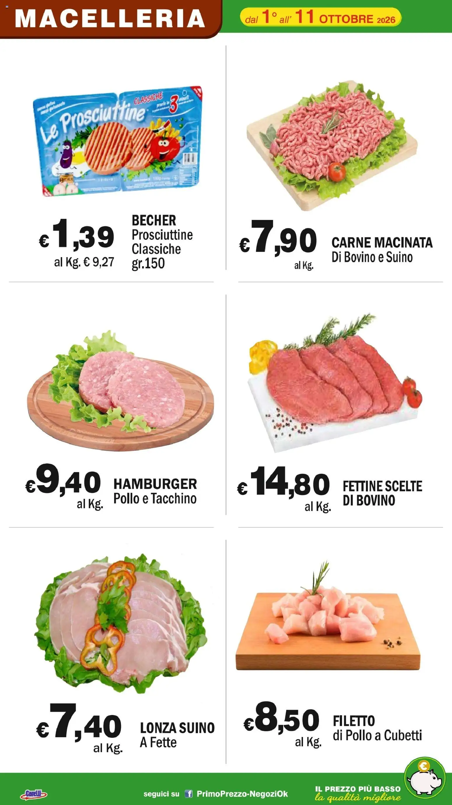 Volantino Primo Prezzo del 01/10/2026 | Pagina: 32 | Prodotti: Pollo, Tacchino, Basso, Carne macinata