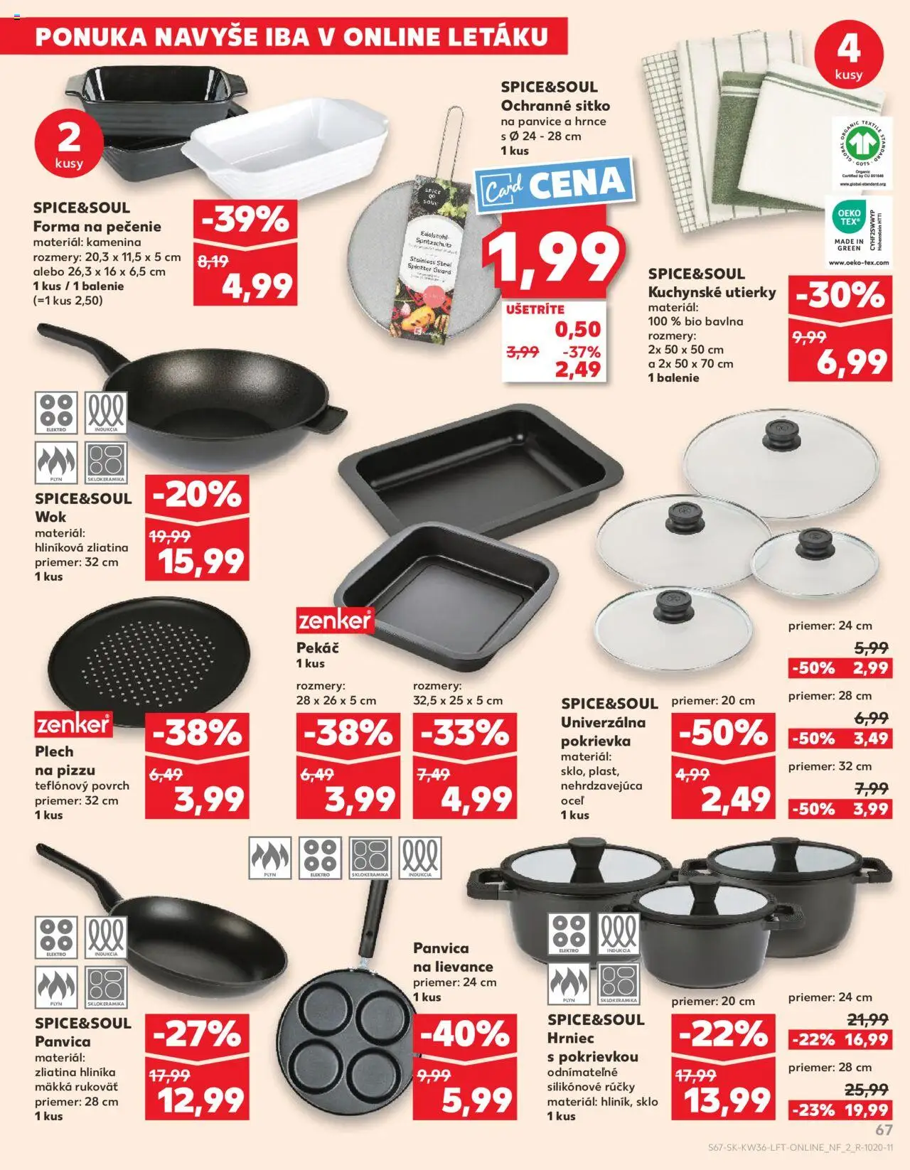 Nové Kaufland akcie – leták je platný od 04.09.2025 | Strana: 67 | Produkty: Indukcia, Pizza, Panvica, Kuchynské utierky
