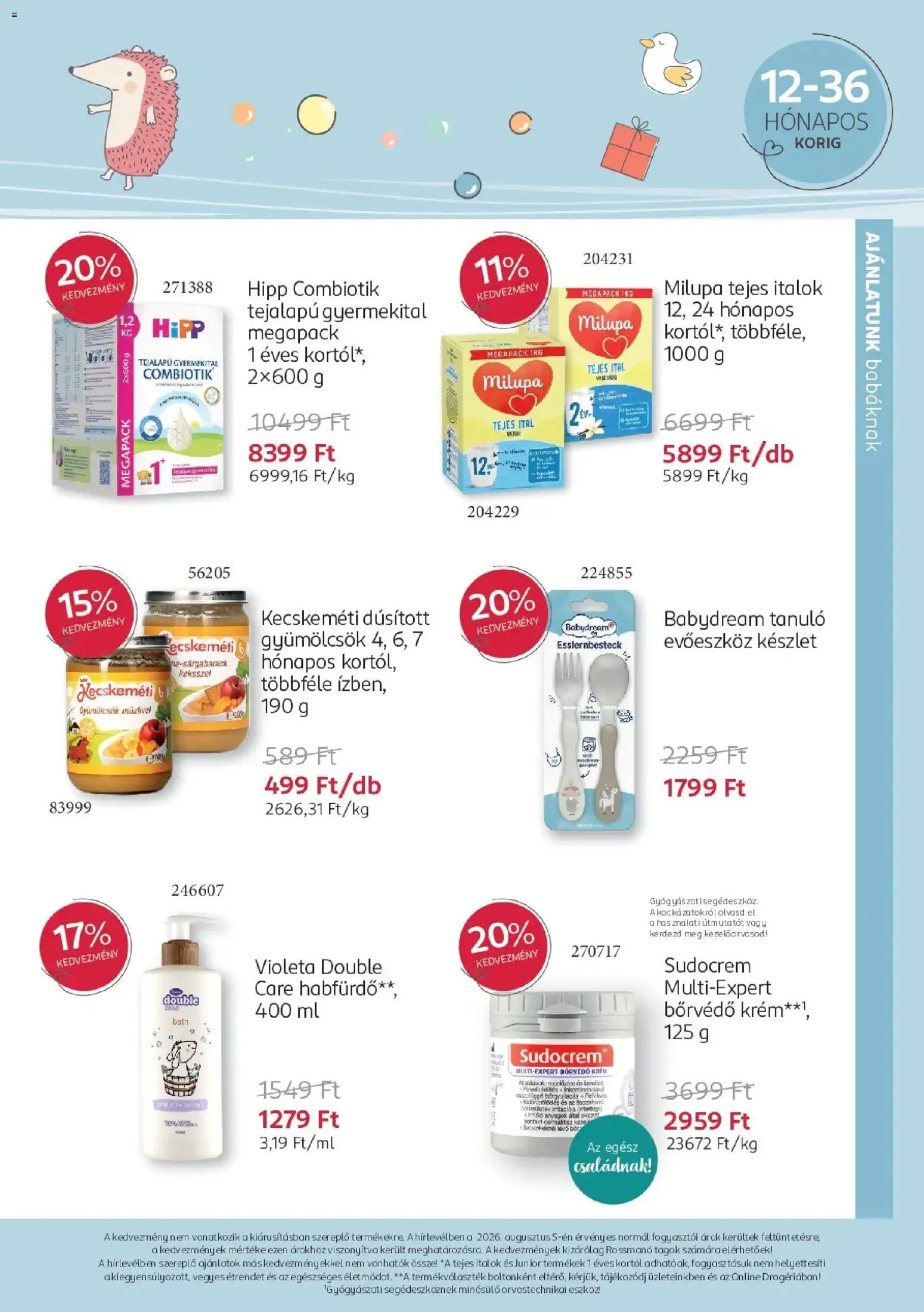 Rossmann akciós ujság - amely érvényes a következő dátumtól: 2026.08.10. | Oldal: 9 | Termékek: Evőeszköz, HiPP, Sudocrem, Milupa