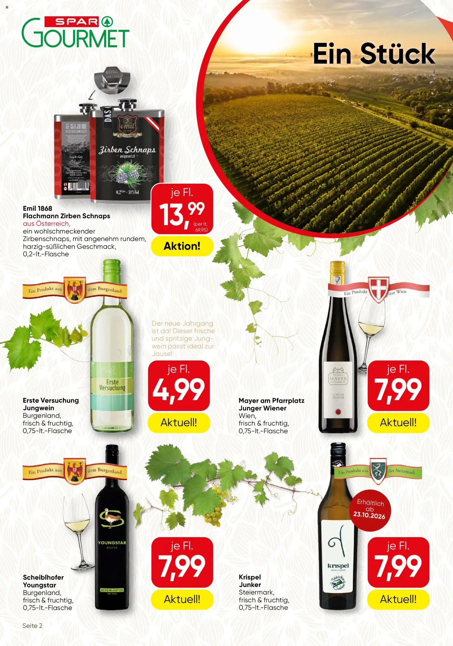 SPAR Gourmet Flugblatt gültig ab 22.10.2026 | Seite: 2 | Produkte: Wein