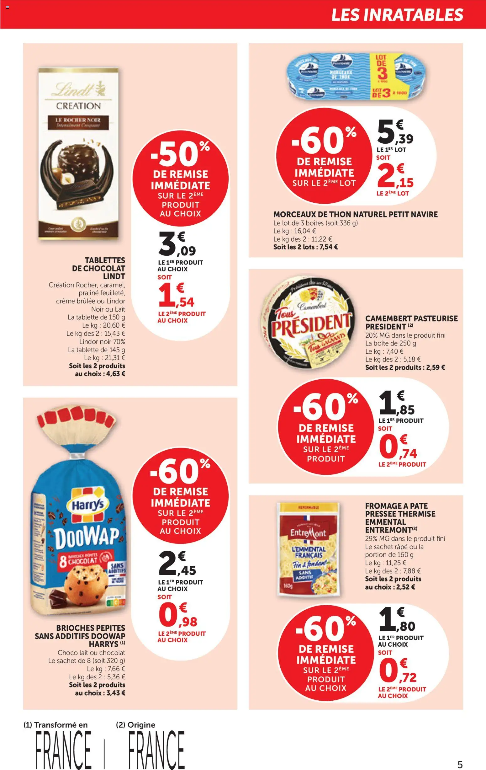 {H1} | Page: 5 | Produits: Tablette, Emmental, Thon, Lait