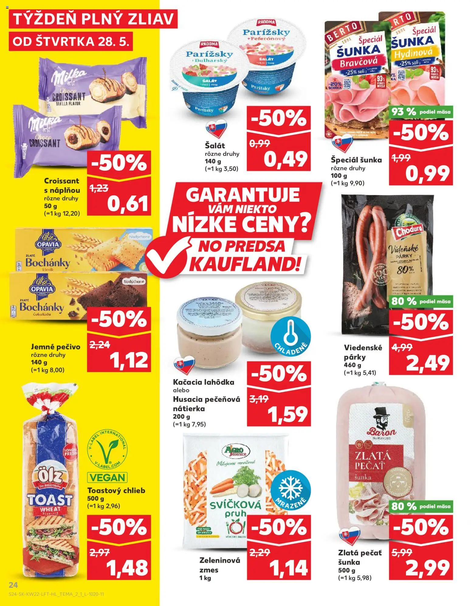 Nové Kaufland akcie – leták je platný od 28.05.2026 | Strana: 24 | Produkty: Chlieb, Nátierka, Toastový chlieb, Milka