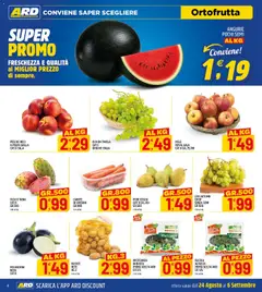 Anteprima del volantino ARD Discount volantino valido a partire dal 24/08/2026 | Pagina: 4 | Prodotti: Misticanza, Rucola, Carote, Uva