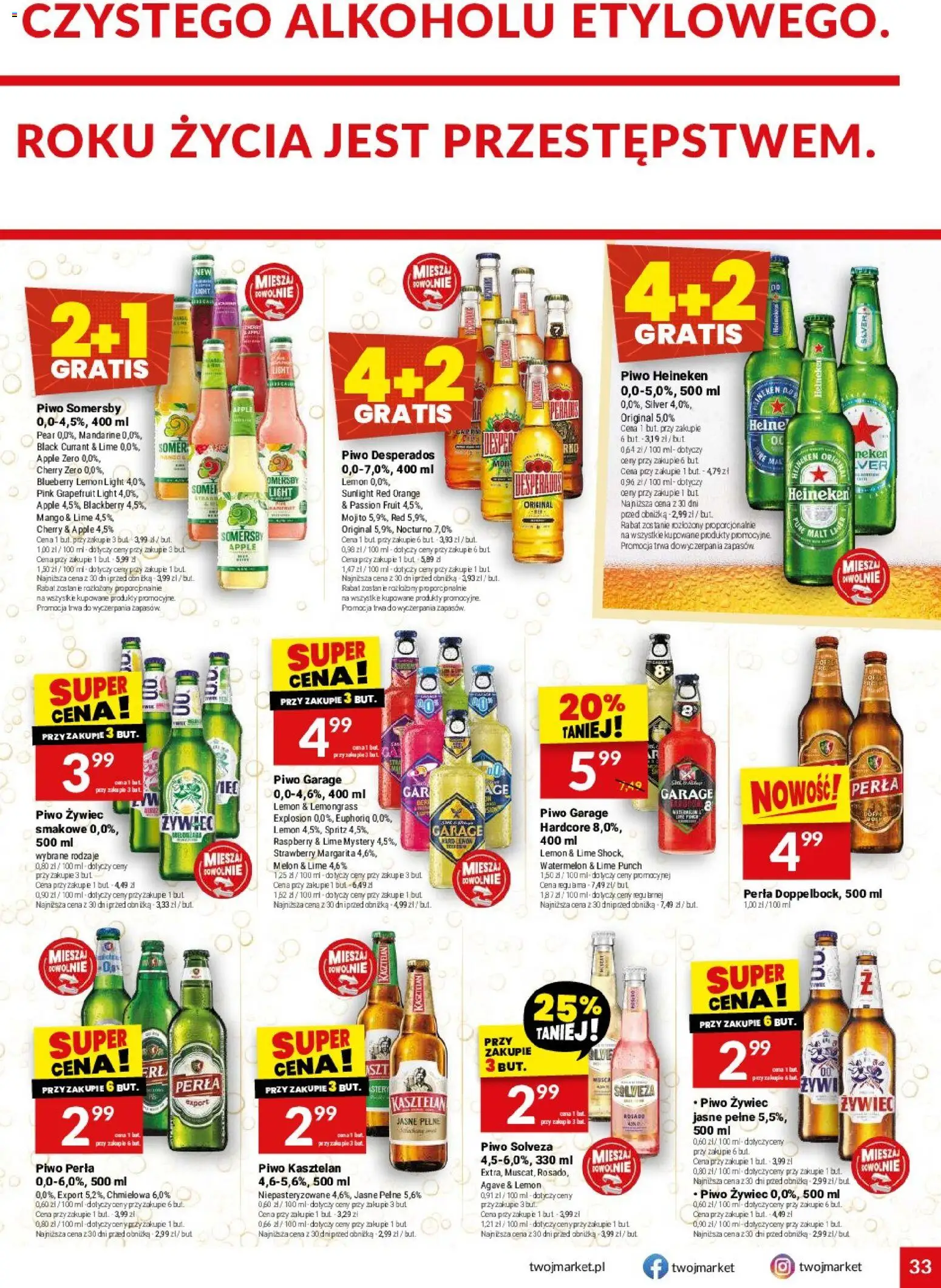Twój Market gazetka od 28.10.2026 | Strona: 33 | Produkty: Melon, Piwo Heineken, Piwo perła, Somersby