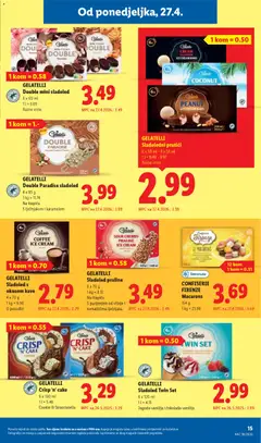 GELATELLI Double mini sladoled, 6 x 60 ml, Razne vrste - Pregled kataloga iz trgovine Lidl, vrijedi od 27.04.2026 | Stranica: 15 | Proizvodi: Praline, Sladoled