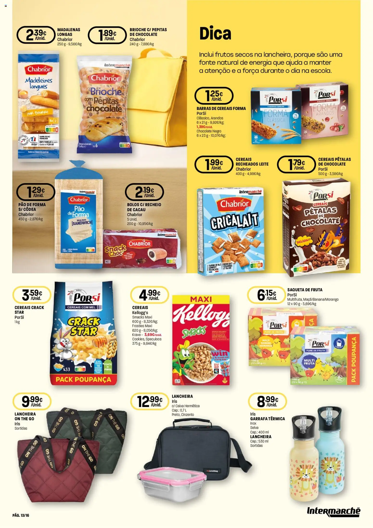 Intermarché Especial Regresso às Aulas │ válido de 20/08/2026 | Página: 13 | Produtos: Banana, Pão, Maça, Cereais