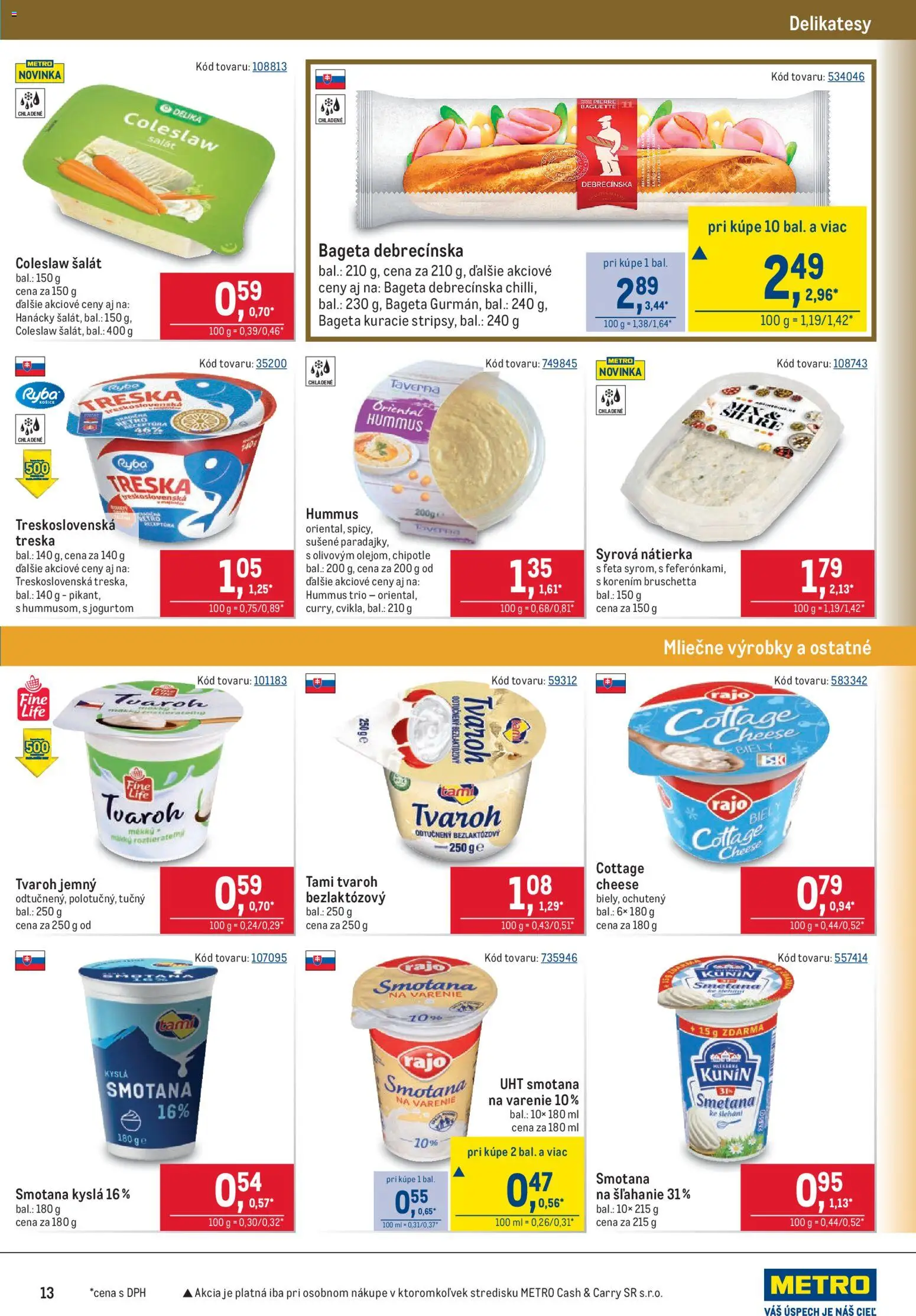 Nové Metro akcie – leták je platný od 03.06.2026 | Strana: 13 | Produkty: Feta, Ryba, Šalát, Treska