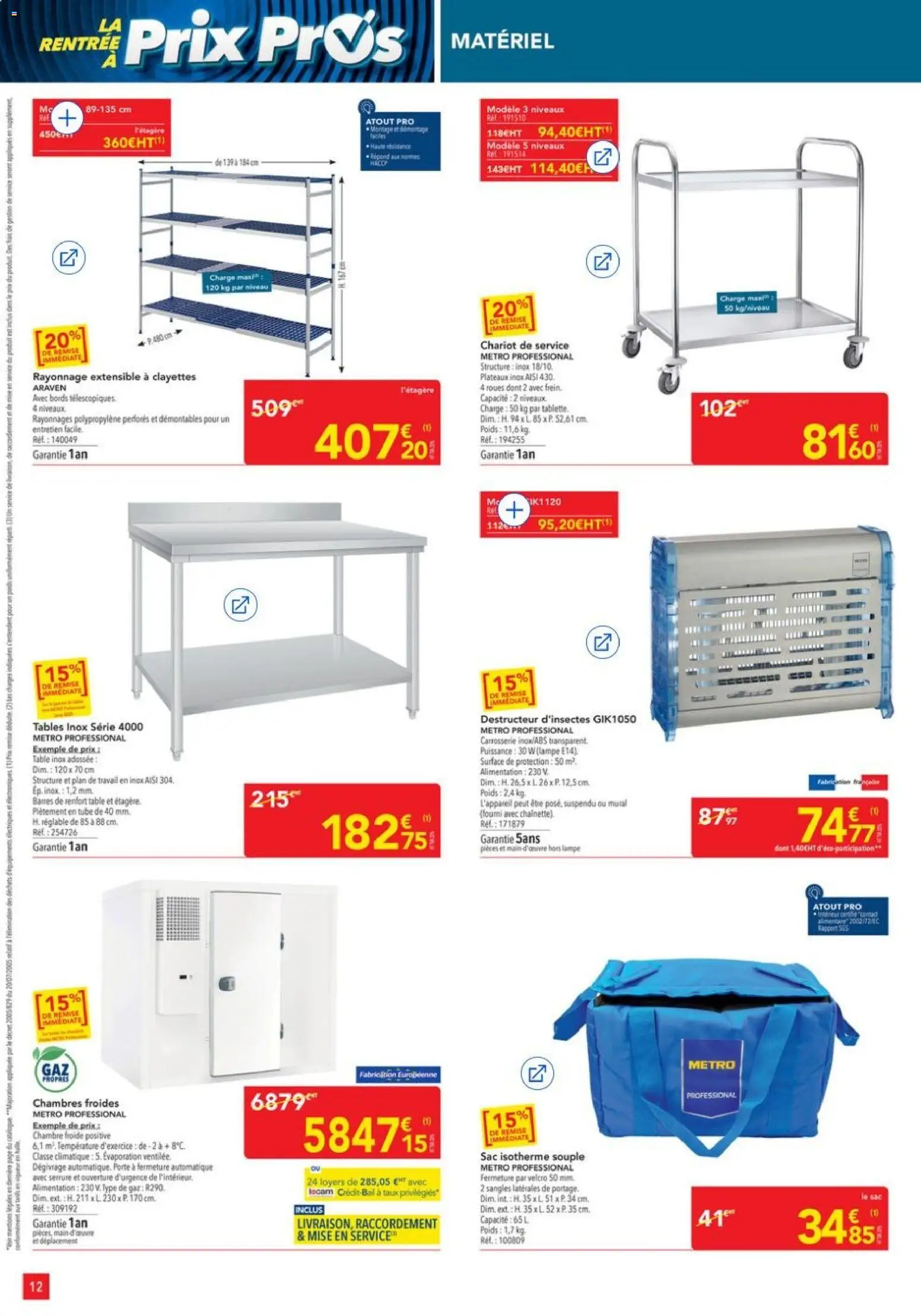 {H1} | Page: 12 | Produits: Sac isotherme, Poids, Table, Lampe