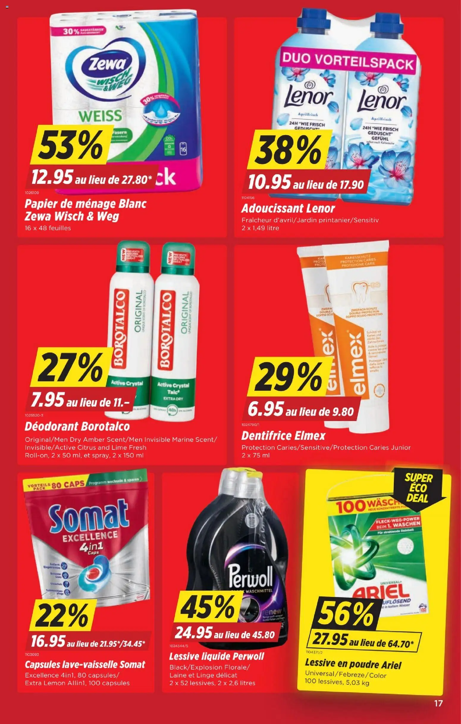 Denner aktionen FR – gültig ab 13.08.2026 | Seite: 17 | Produkte: Deodorant, Waschmittel, Wasser