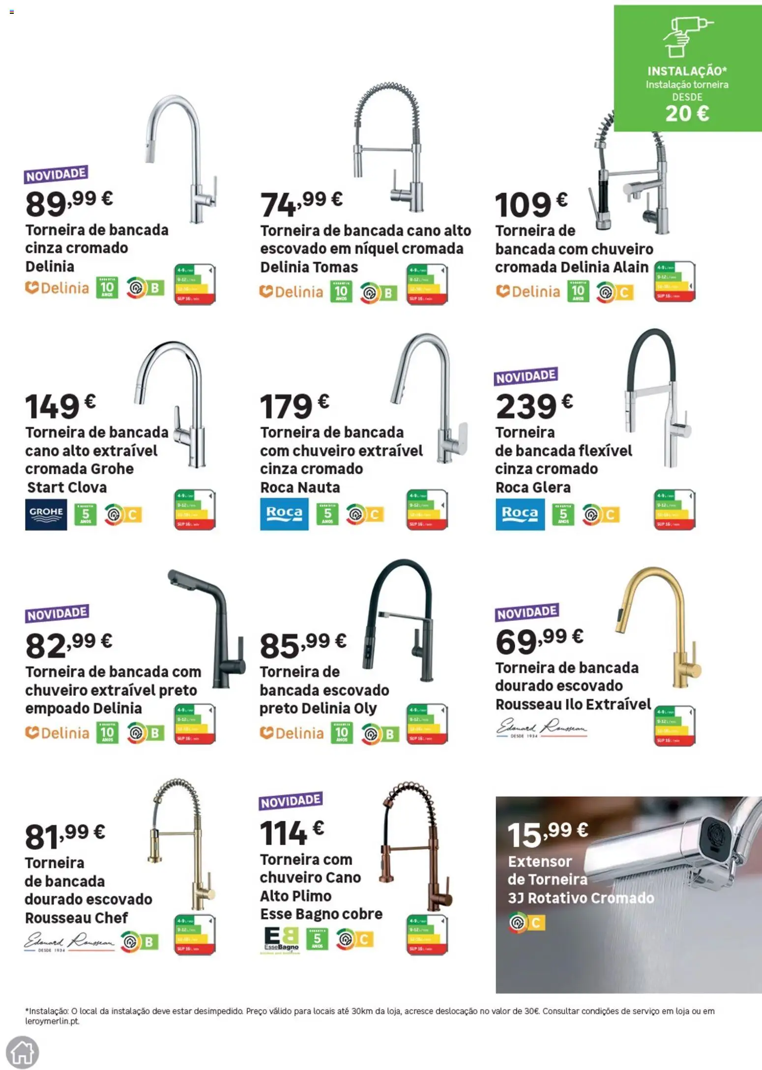 Leroy Merlin Catálogo Cozinhas │ válido de 28.05.2026 | Página: 31 | Produtos: Bancada, Torneira, Extensor, Chuveiro
