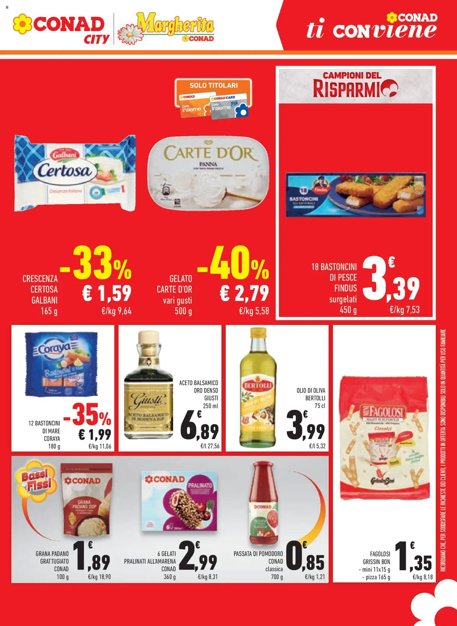 Volantino Conad del 09/09/2026 | Pagina: 5 | Prodotti: Pesce, Passata di pomodoro, Grana Padano, Crescenza