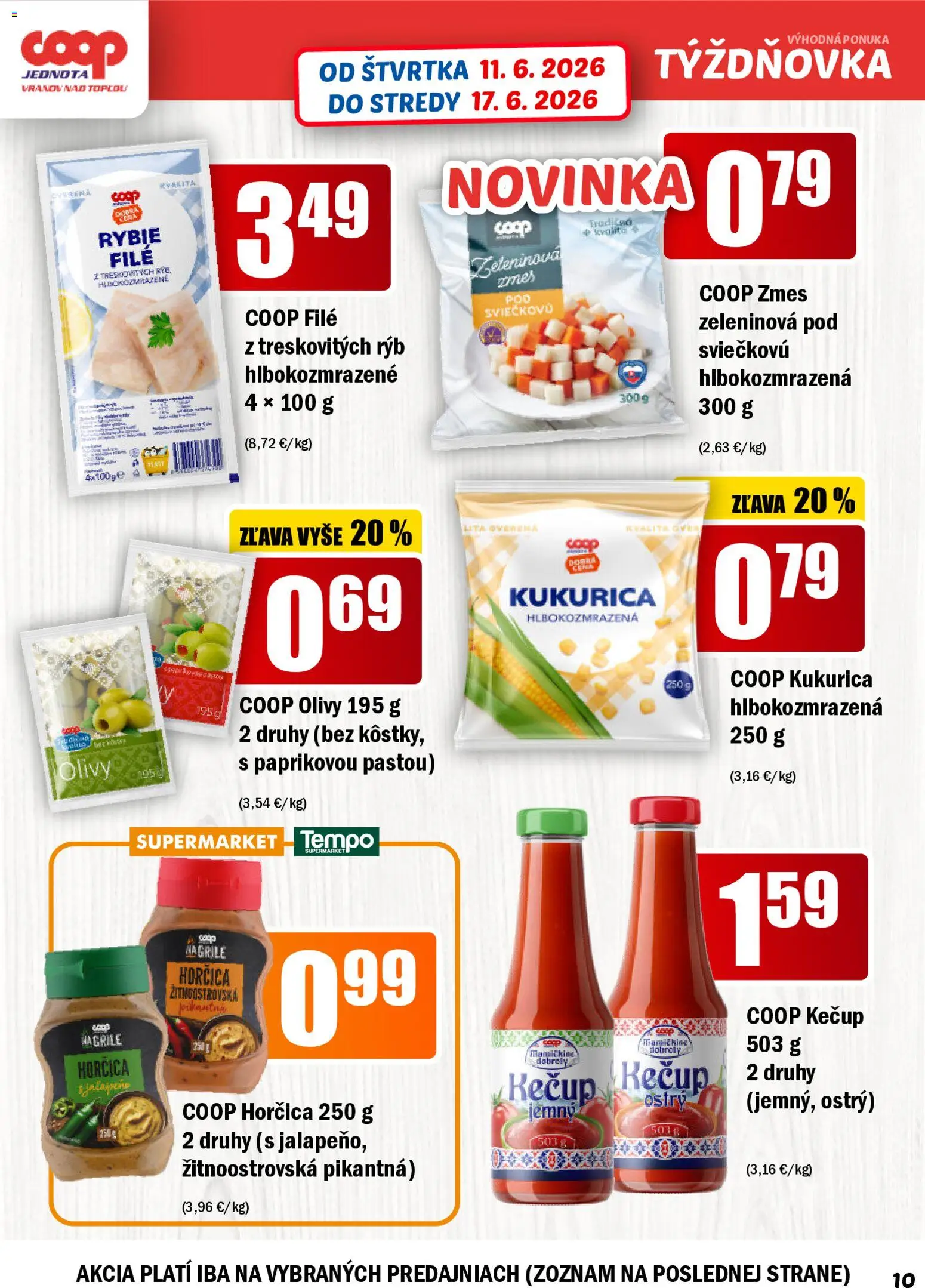 Nové COOP Jednota akcie – leták je platný od 11.06.2026 | Strana: 10 | Produkty: Kečup, Kukurica