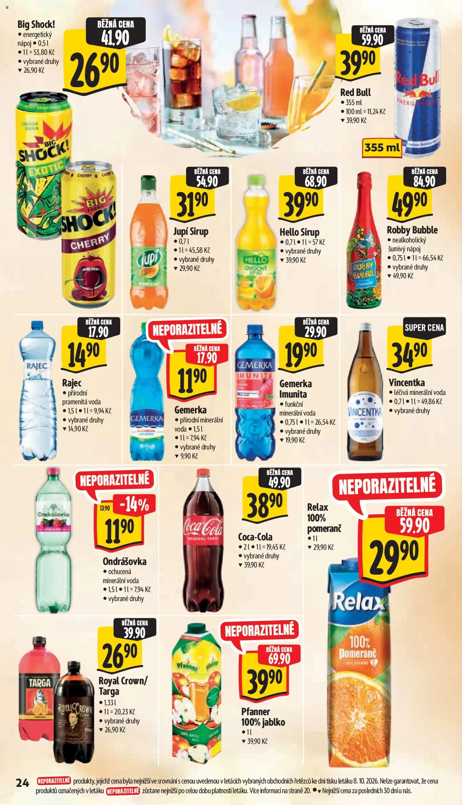 Albert leták - Supermarket Příbor od 14.10.2026 | Strana: 38 | Produkty: Gemerka, Hello sirup, Energetický nápoj, Red Bull