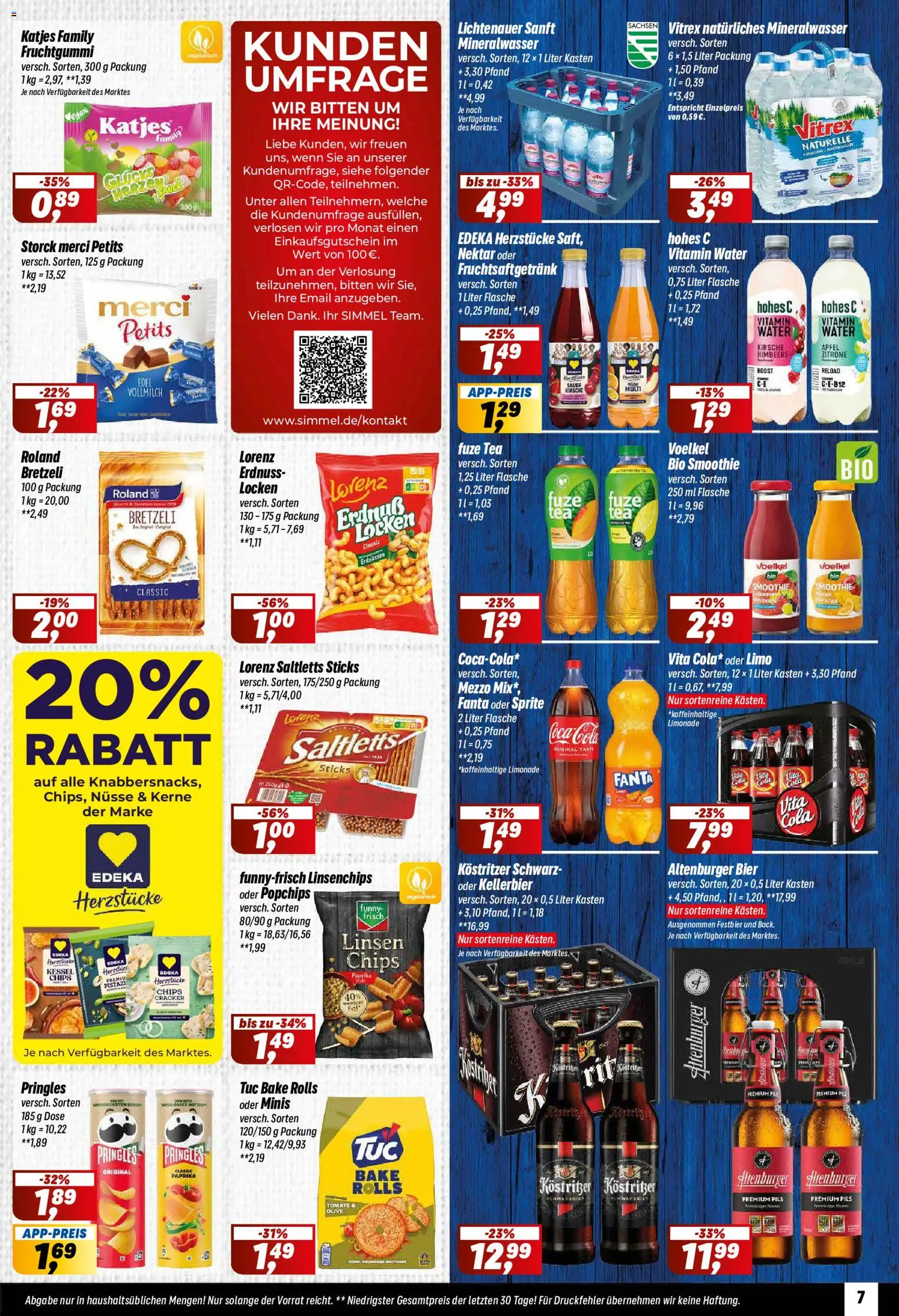 Simmel Prospekt – gültig ab 22.06.2026 | Seite: 7 | Produkte: Cola, Mineralwasser, Himbeere, Chips