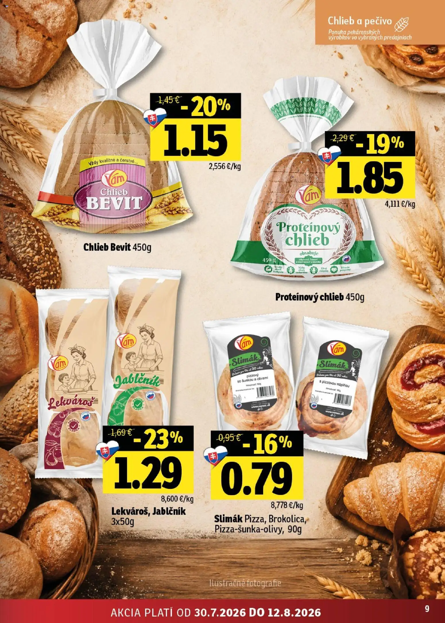 Nové Fresh akcie – leták je platný od 30.07.2026 | Strana: 9 | Produkty: Chlieb, Proteínový chlieb