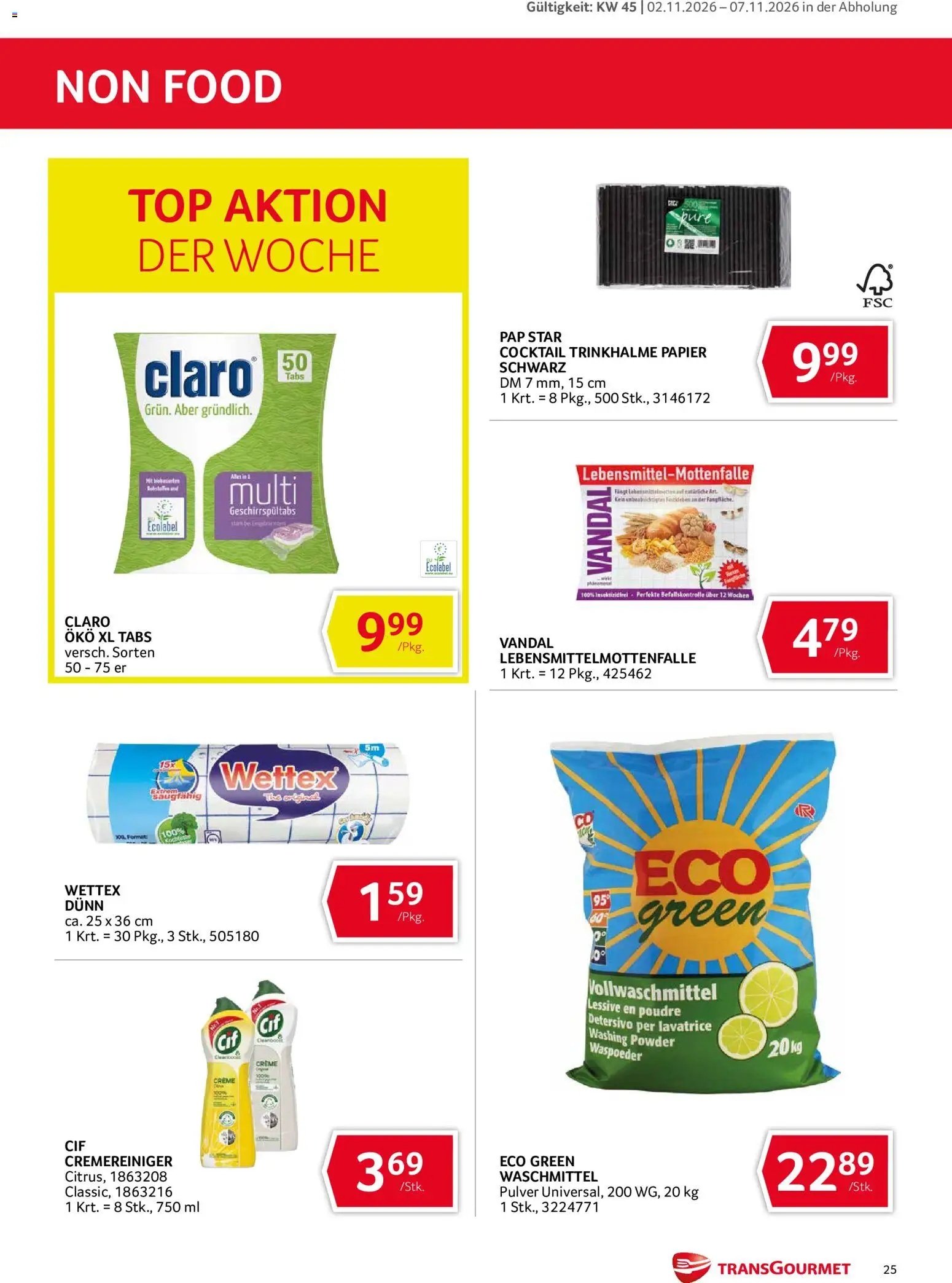 Transgourmet Abhol Aktion gültig ab 02.11.2026 | Seite: 25 | Produkte: Geschirrspültabs, Creme, Waschmittel