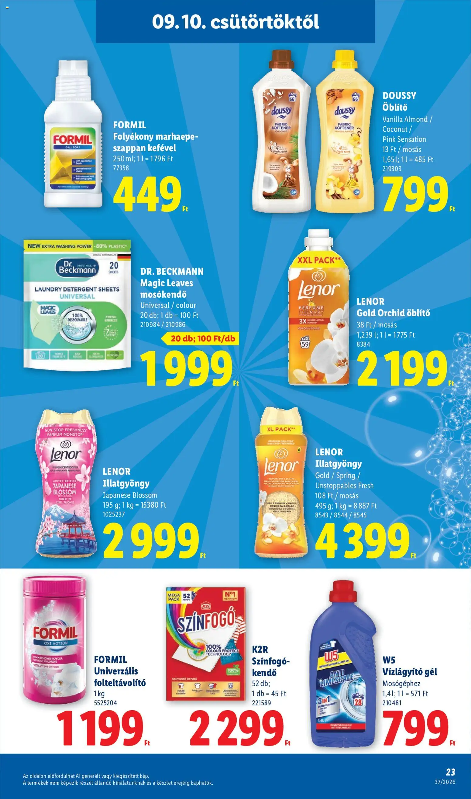Lidl akciós ujság - amely érvényes a következő dátumtól: 2026.09.10. | Oldal: 23 | Termékek: Folteltávolító, Parfüm, Szappan, Gél