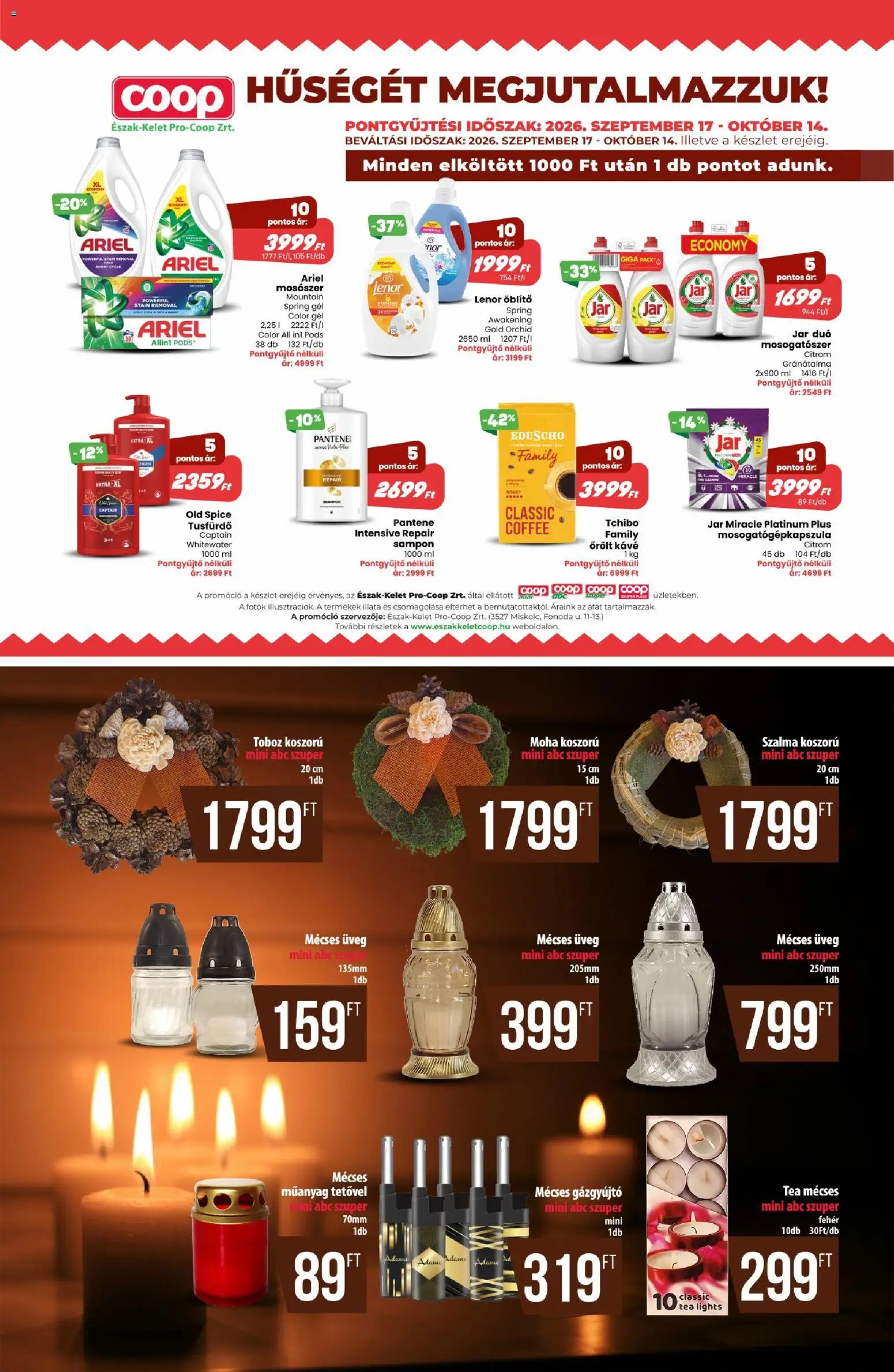 COOP akciós ujság - amely érvényes a következő dátumtól: 2026.09.24. | Oldal: 10 | Termékek: Jar, Lenor, Kávé, Mécses