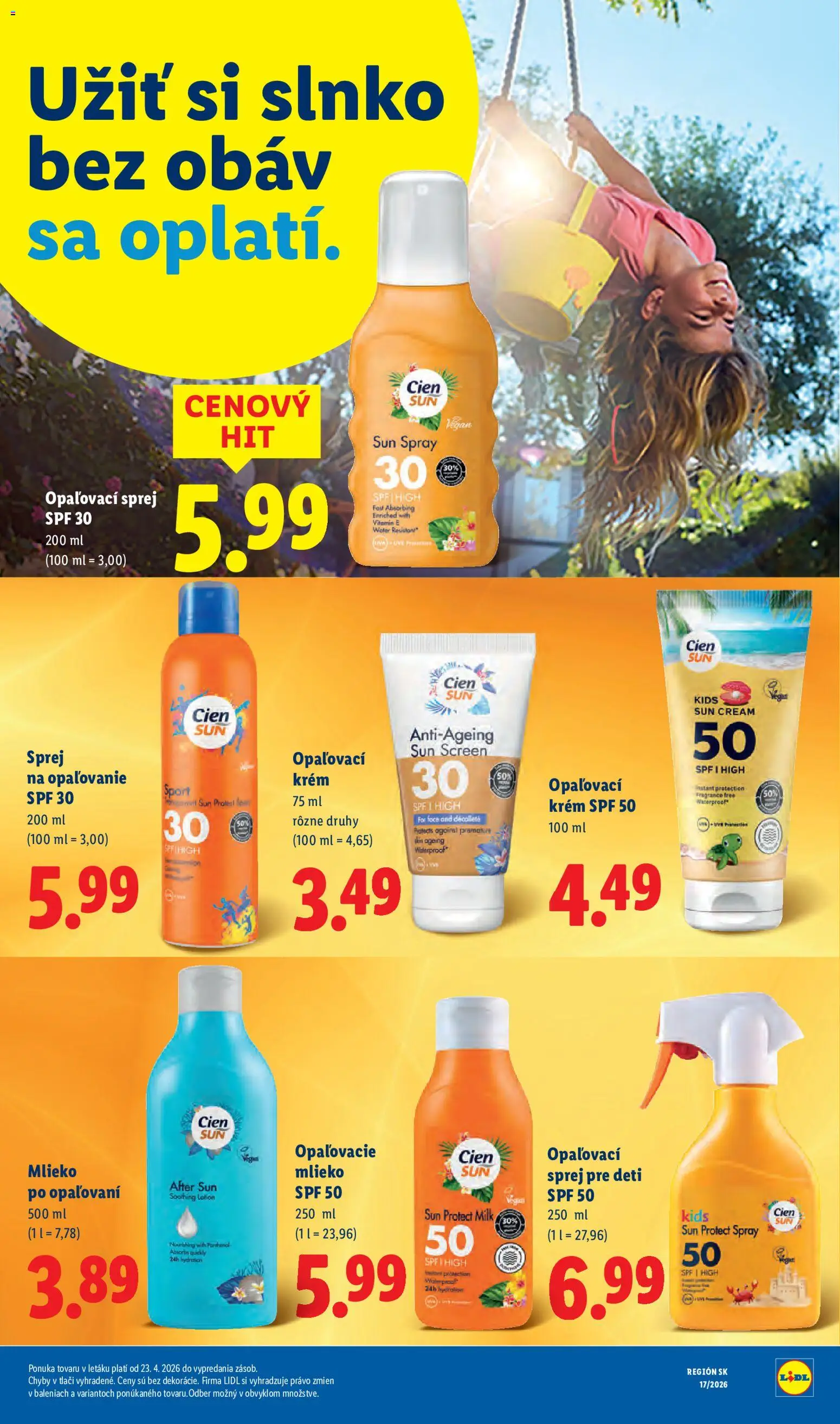 Nové Lidl akcie – leták je platný od 18.05.2026 | Strana: 59 | Produkty: Mlieko, Opaľovací krém, Krém